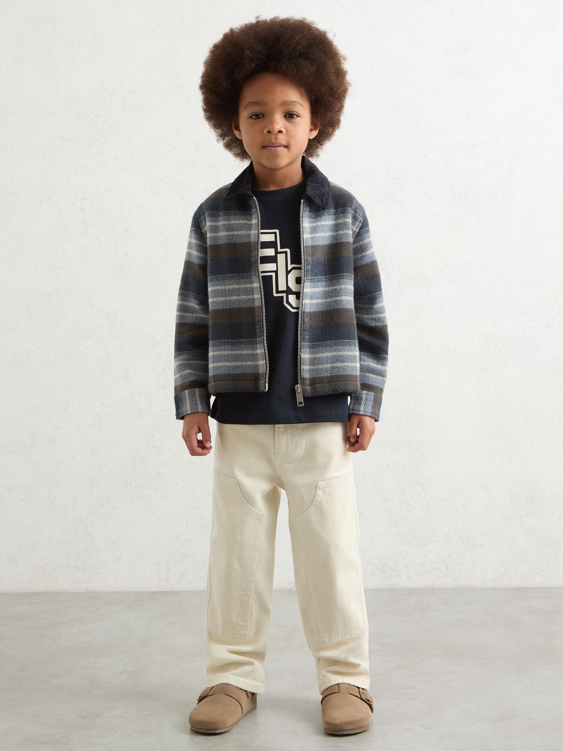 9-13 yrs Cotton Check Motor Cars Overshirt in Blue - Image 4 of 5