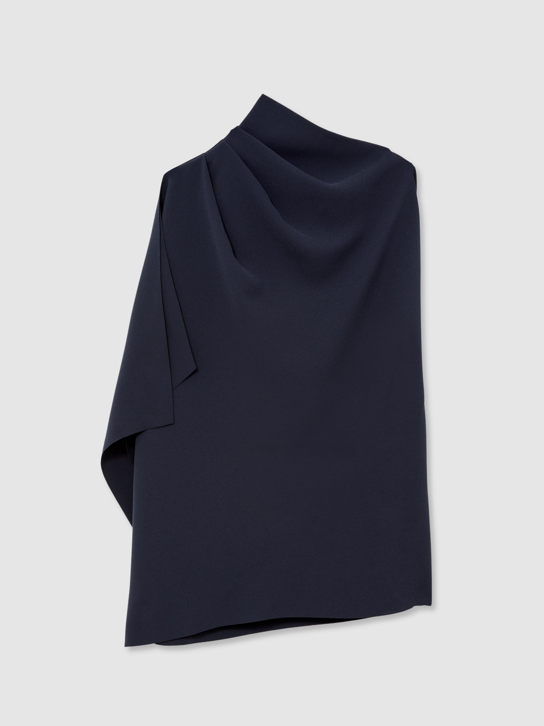 One-Shoulder Draped Top in Navy - Image 2 of 6