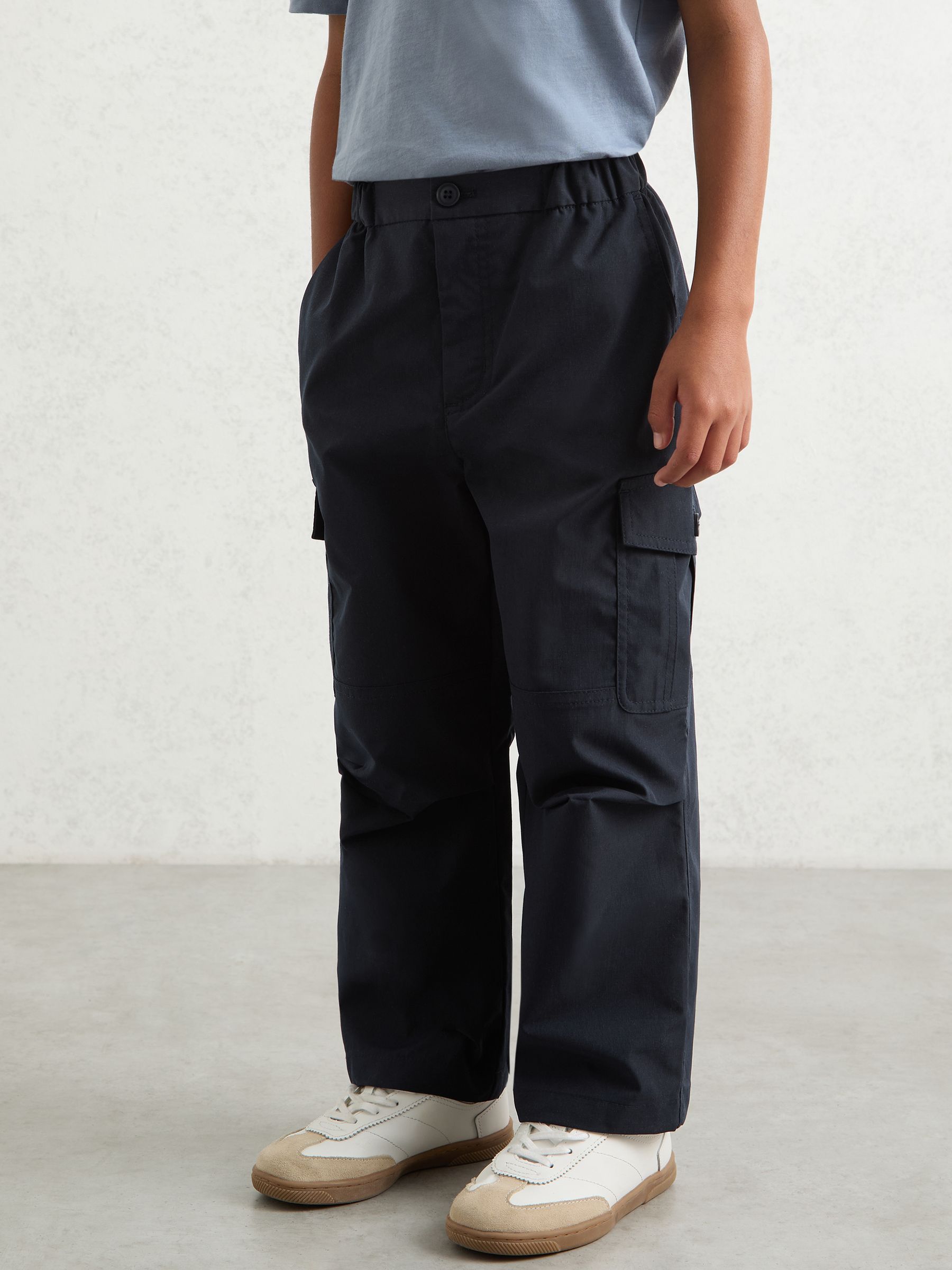3-9 yrs Technical Straight Leg Cargo Trousers in Navy - Image 1 of 4
