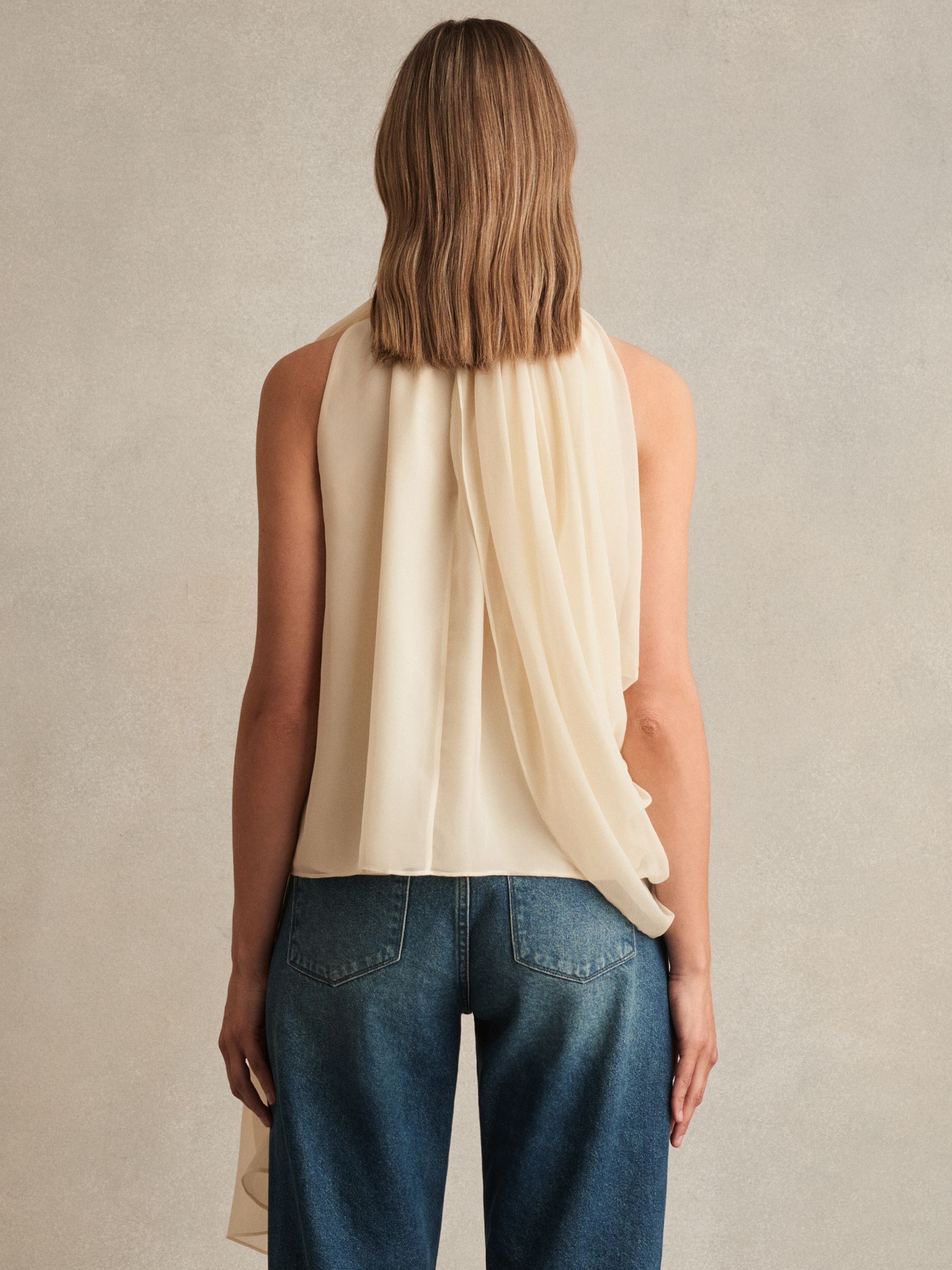 Draped Chiffon Sleeveless Top in Ivory - image 4