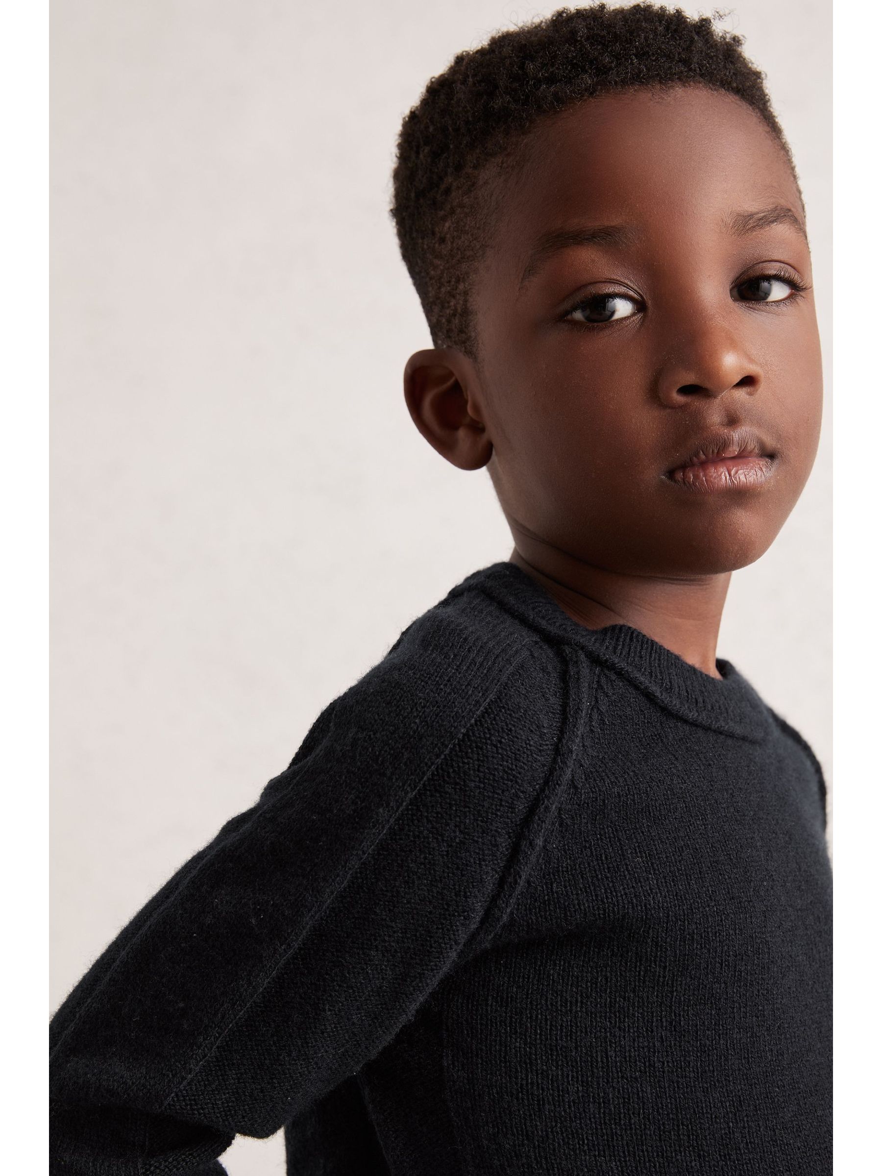 13-14 yrs Wool-Cashmere Reverse-Seam Jumper in Navy - Image 3 of 4