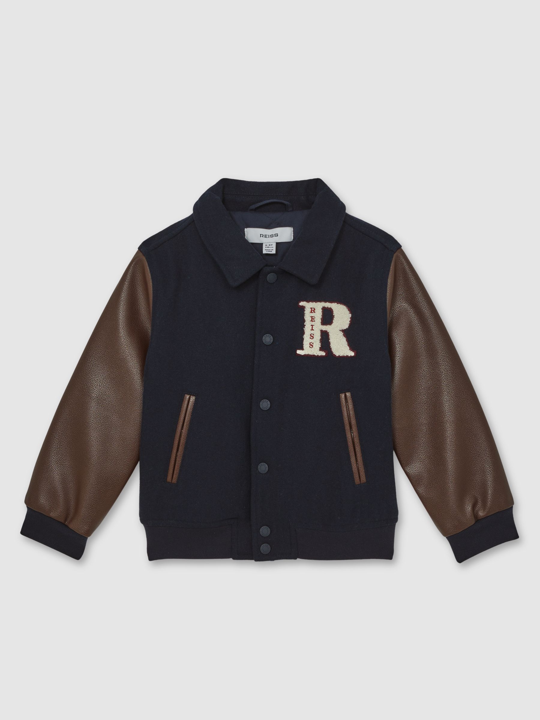 3-9 yrs Motor Cars Press-Stud Bomber Jacket in Navy/Brown - Image 2 of 5