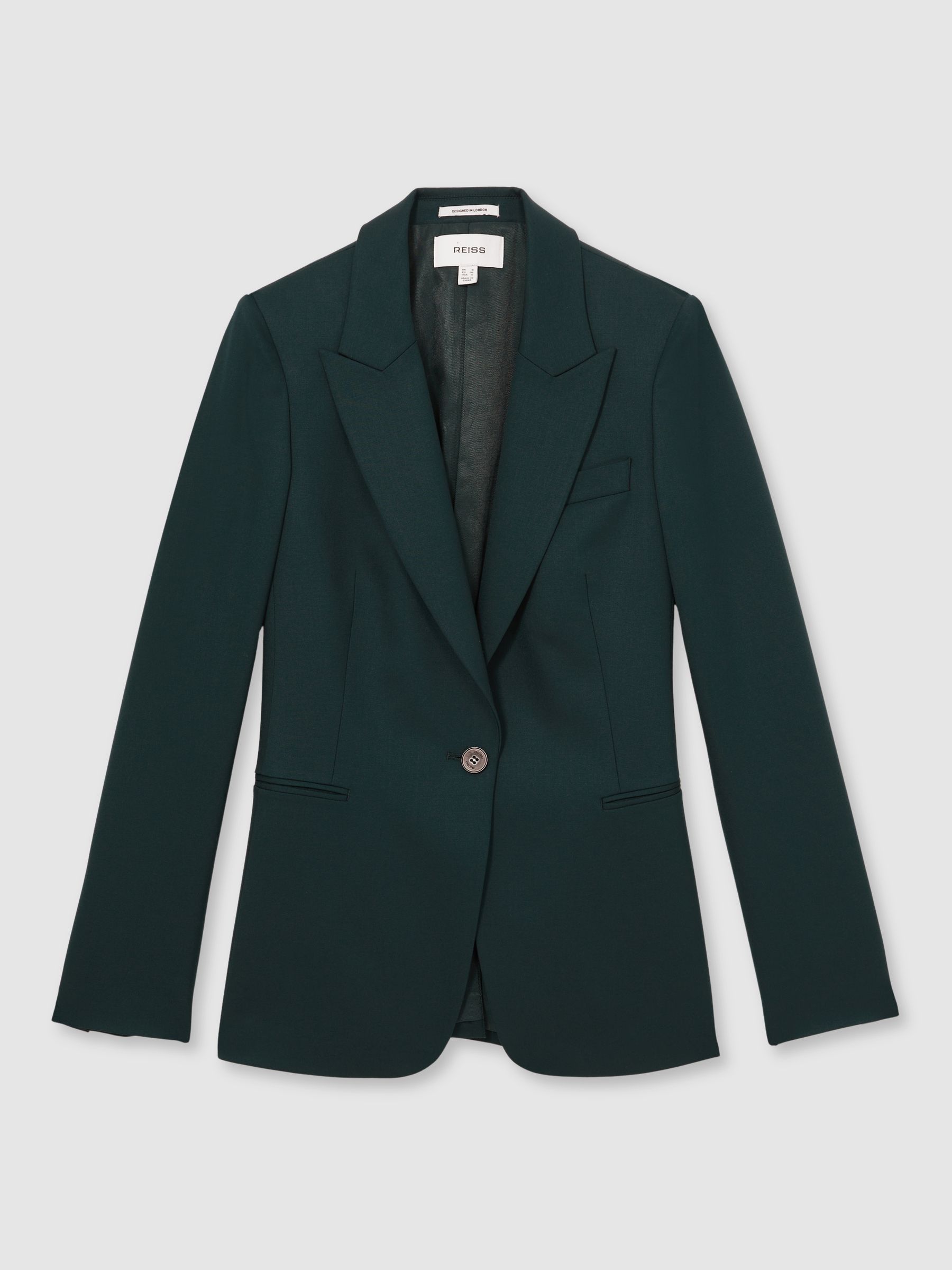 Wool-Blend Single-Breasted Suit Blazer in Green - Image 2 of 7