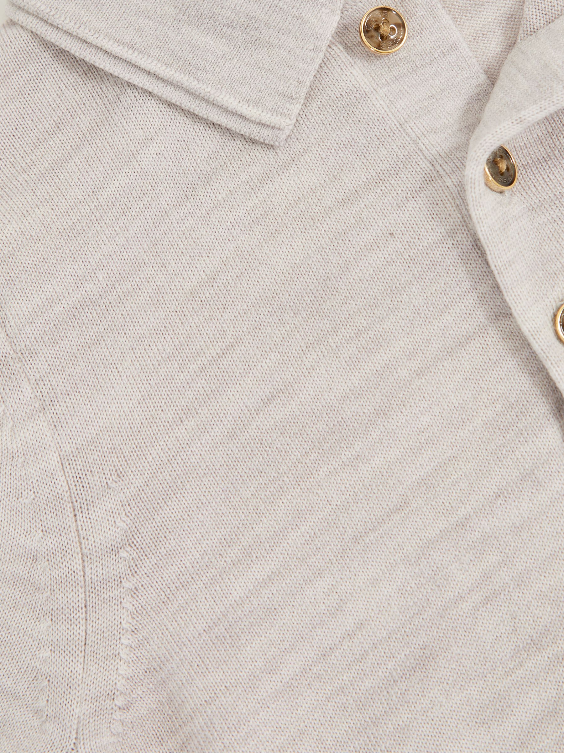 9-13 yrs Merino Wool Short Sleeve Polo Shirt in Wicker Melange - Image 4 of 4