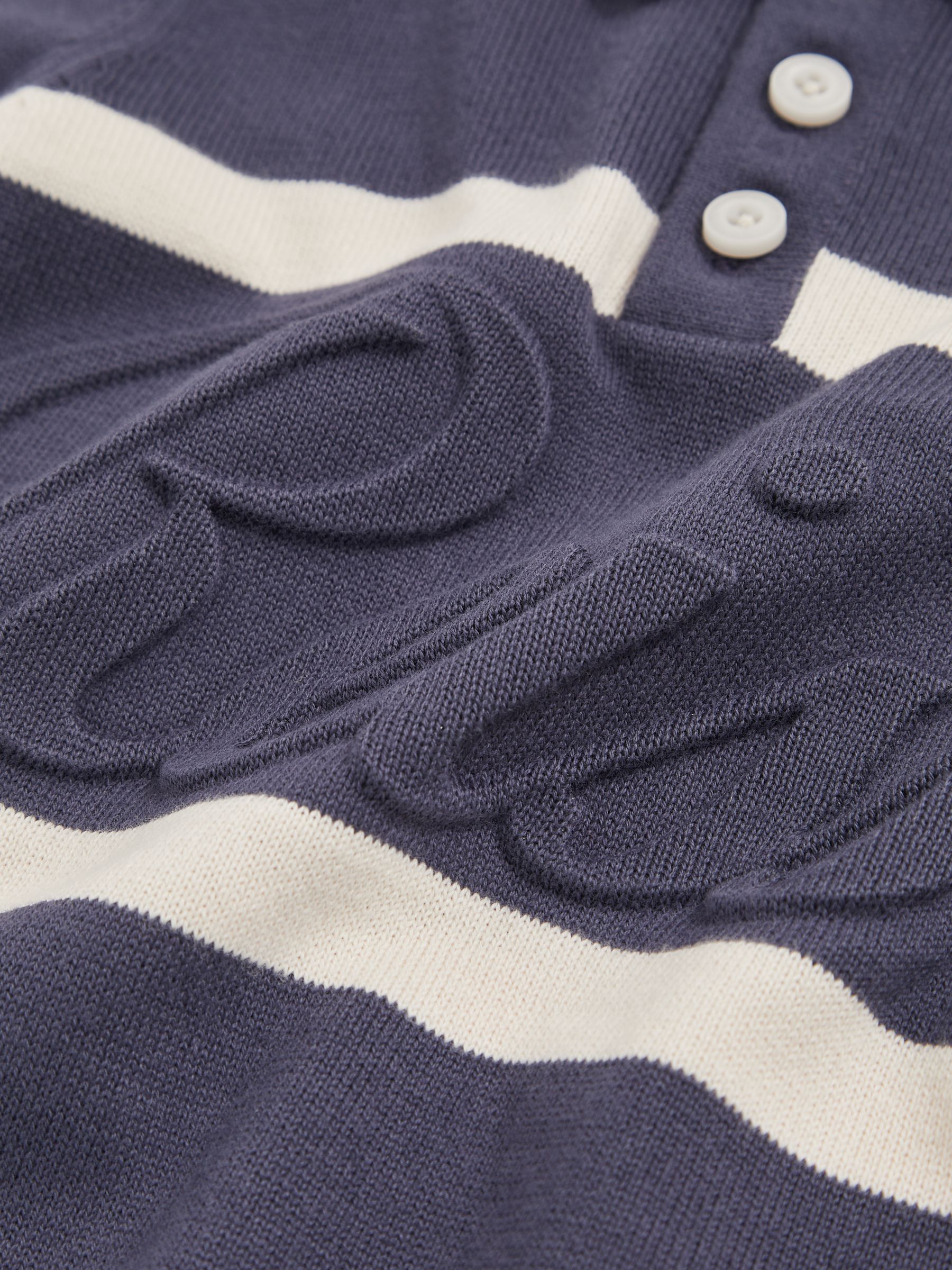13-14 yrs Cotton Logo-Embossed Knit Polo Shirt in Indigo Blue/White - Image 4 of 4