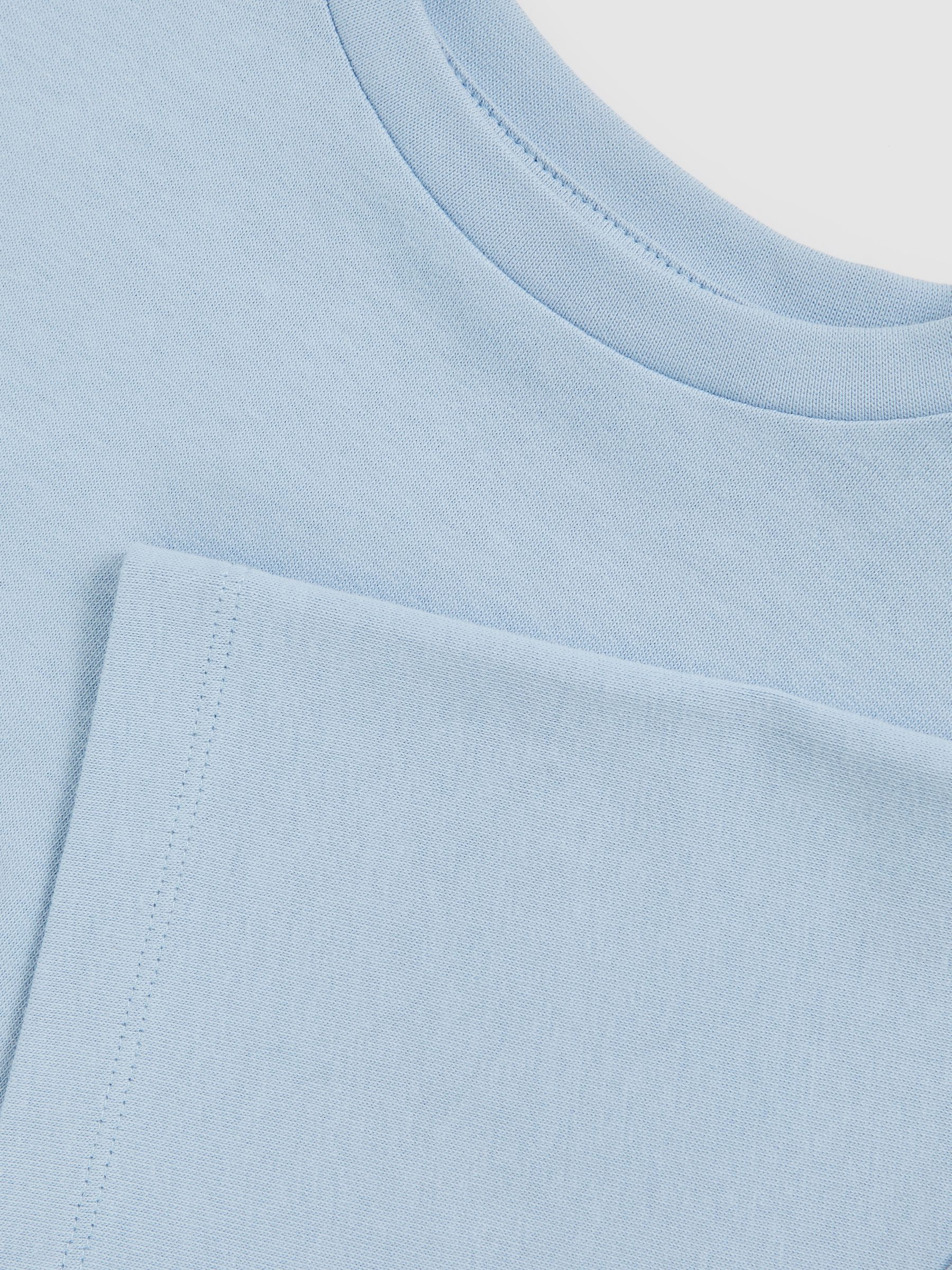 13-14 yrs Cotton Oversized Cropped T-Shirt in Blue - Image 4 of 4