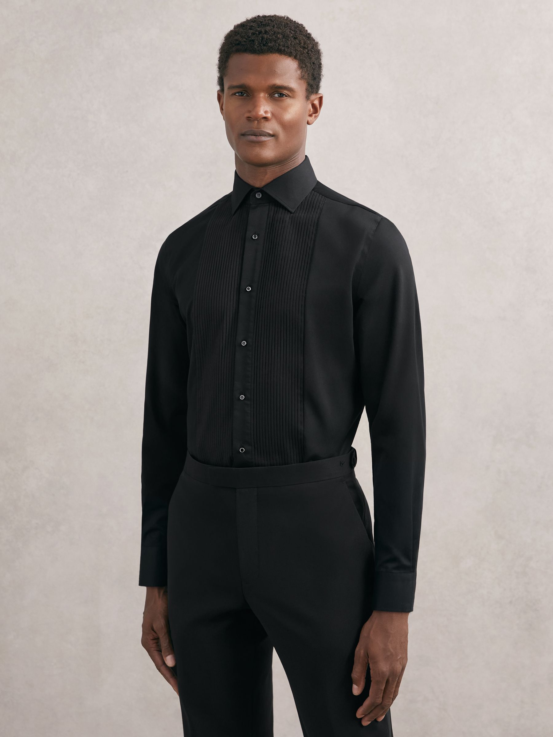 Regular Fit Cotton Dinner Shirt in Black - image 3