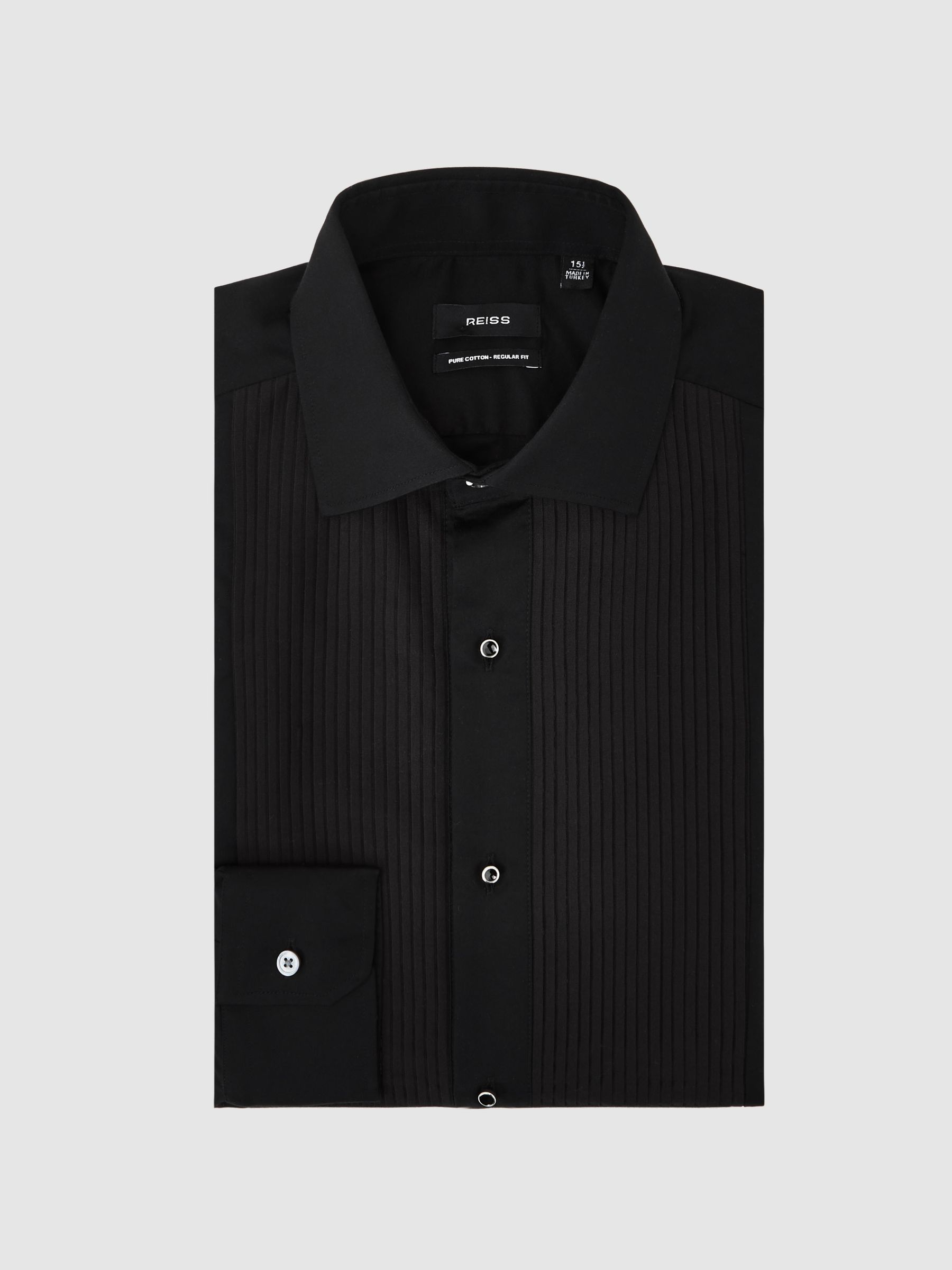 Regular Fit Cotton Dinner Shirt in Black - Image 2 of 8