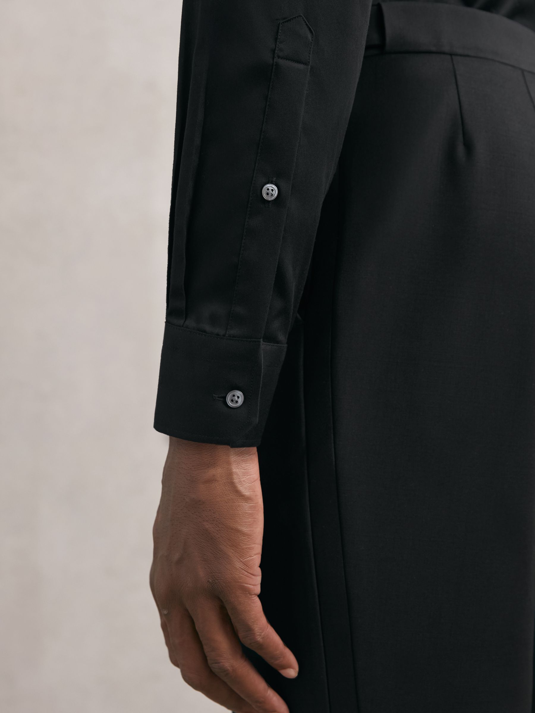 Regular Fit Cotton Dinner Shirt in Black - Image 5 of 8
