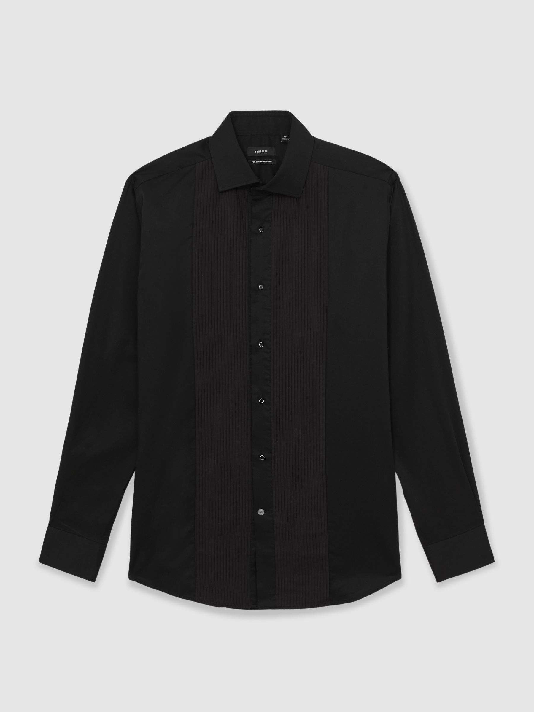 Regular Fit Cotton Dinner Shirt in Black - Image 8 of 8