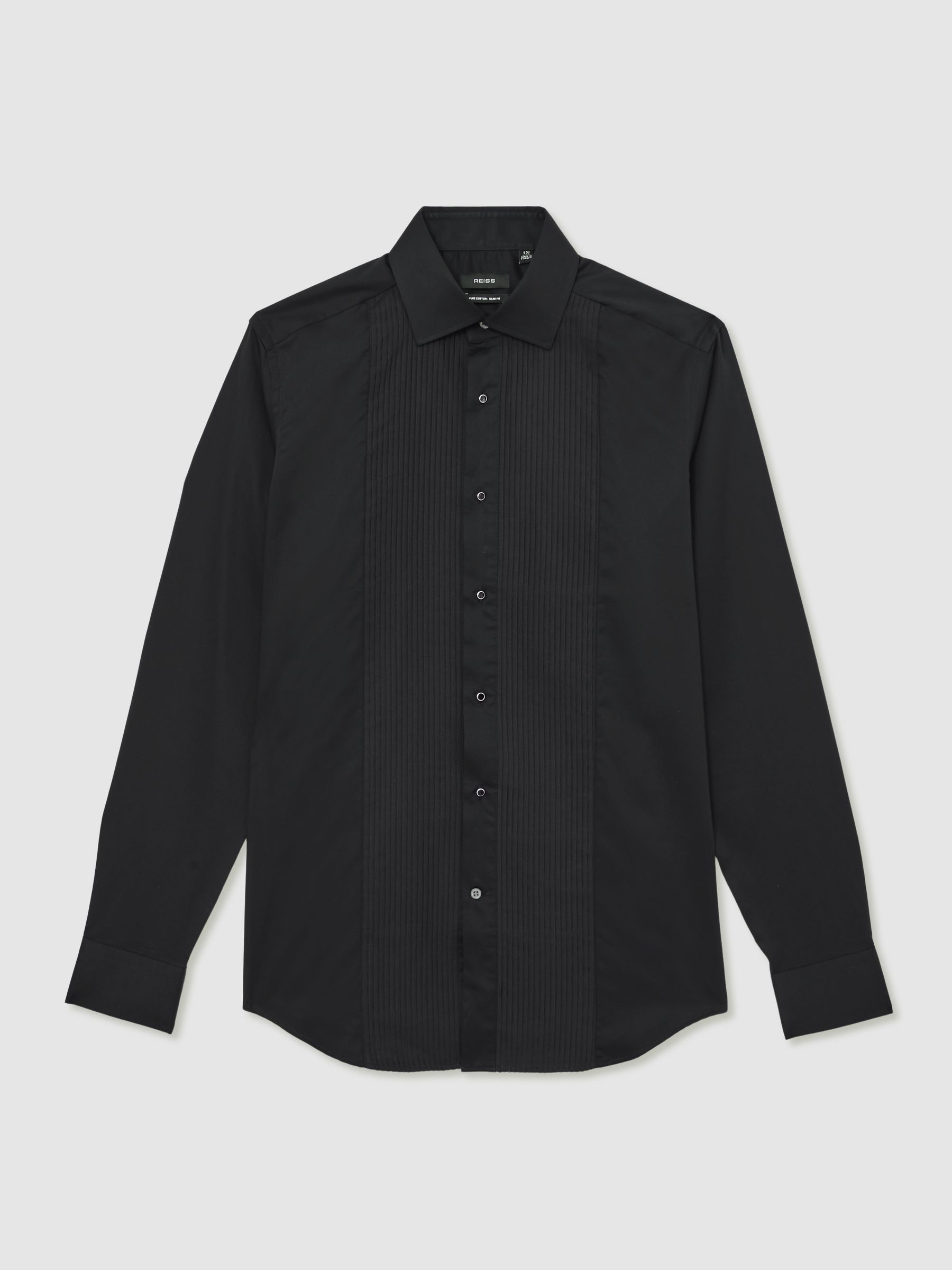 Slim Fit Cotton Dinner Shirt in Black - image 1