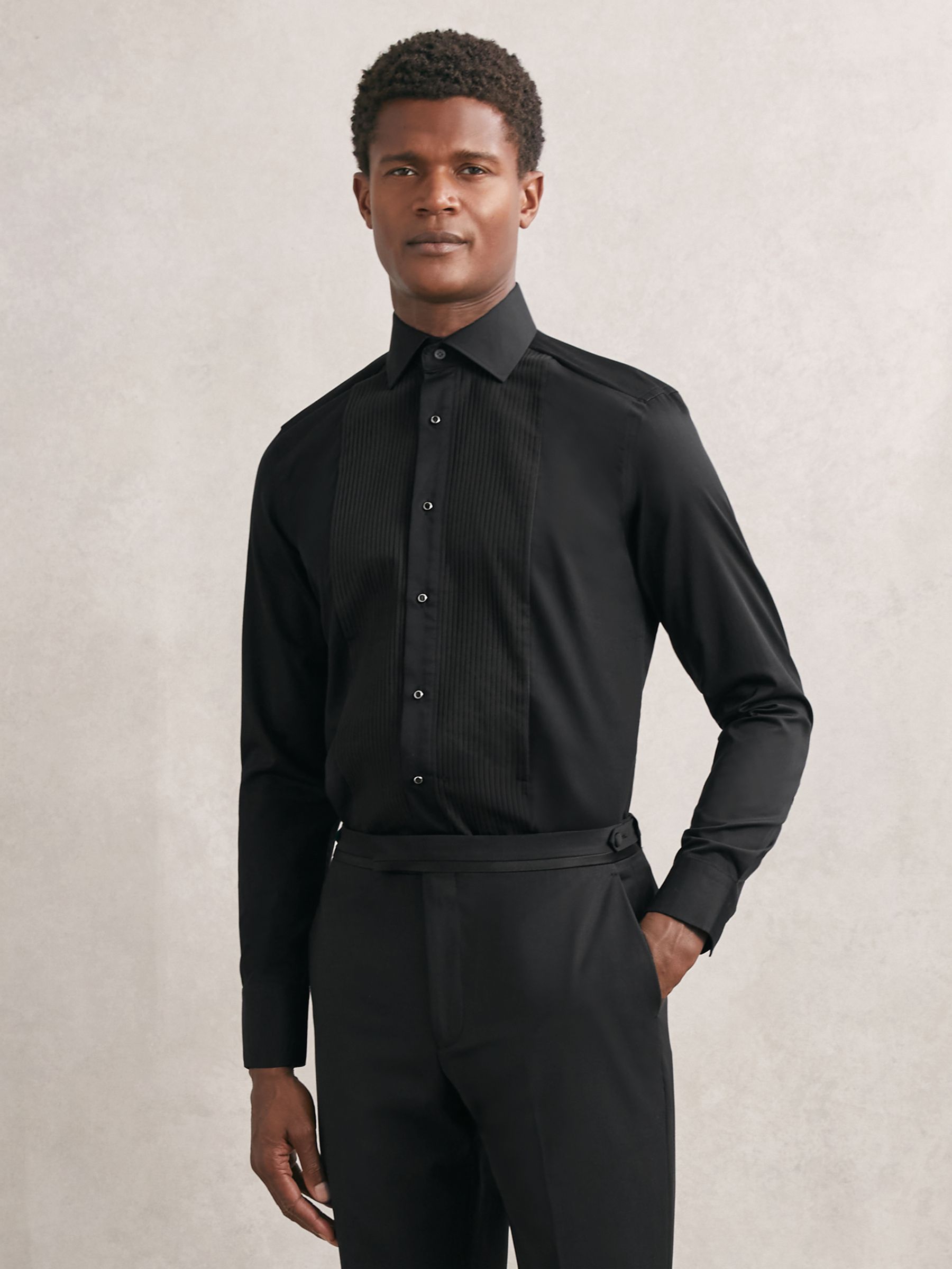 Slim Fit Cotton Dinner Shirt in Black - image 5