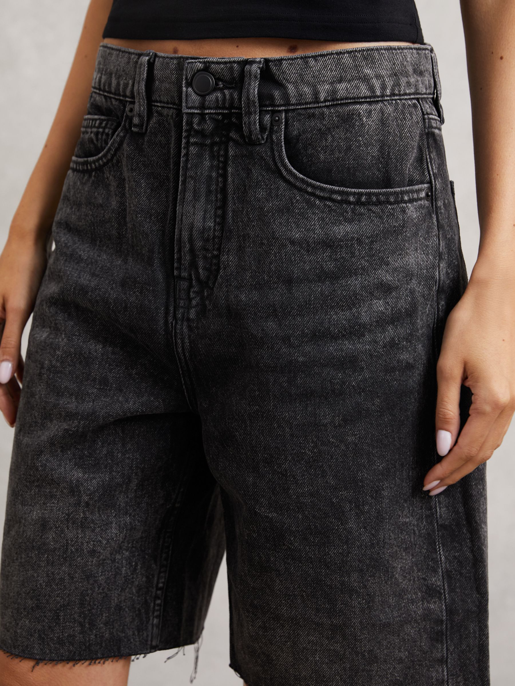 Denim Bermuda Shorts in Black - image 5