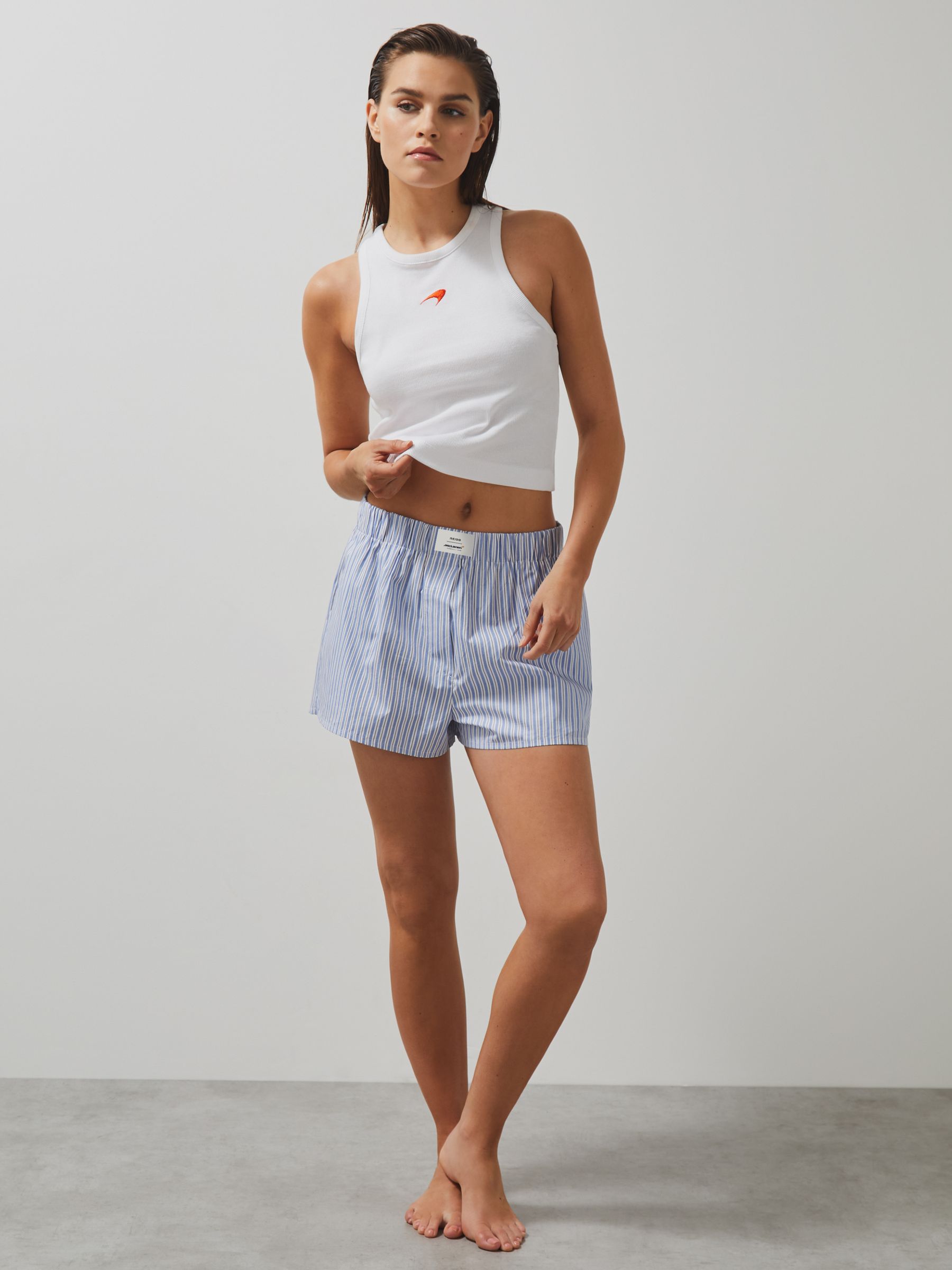 McLaren F1 Team Stripe Poplin Shorts in Soft Blue - Image 5 of 7