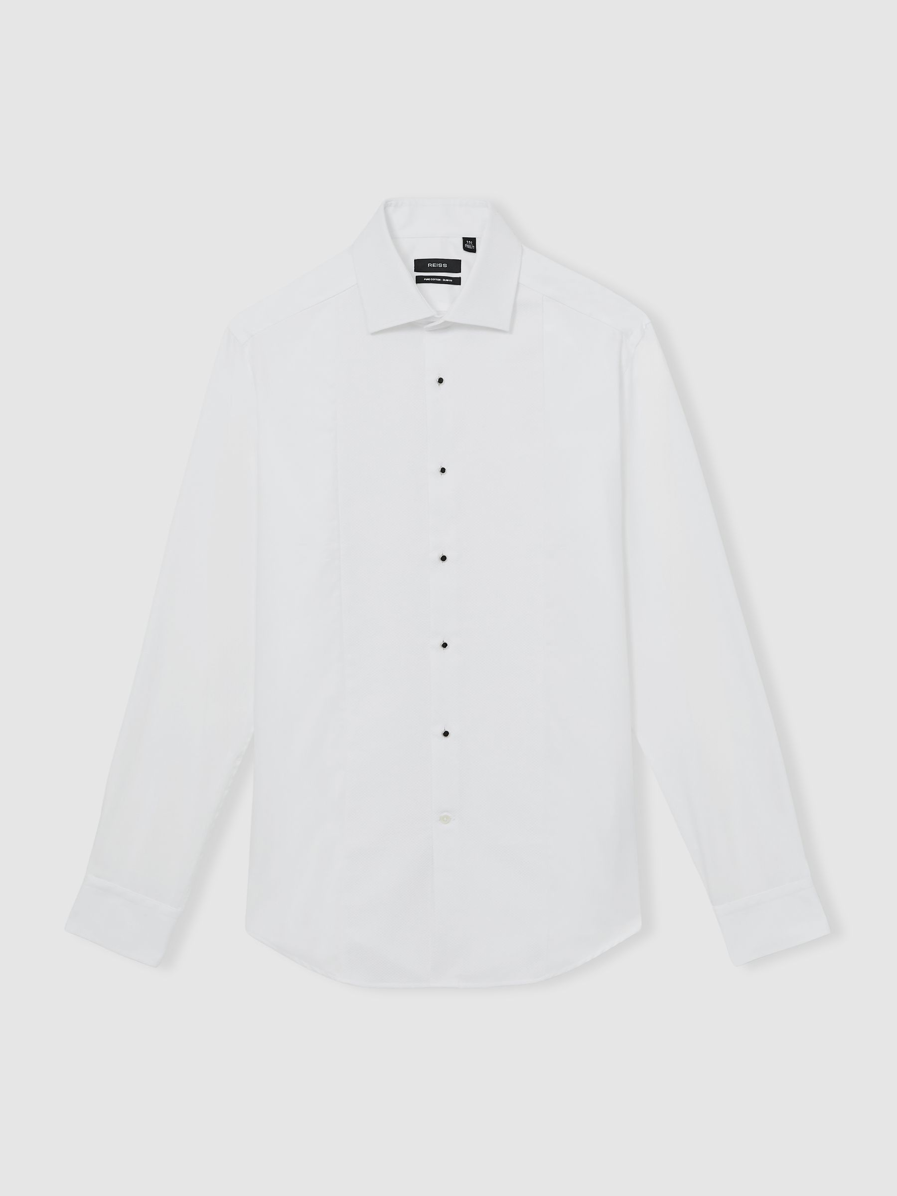 Slim Fit Cotton Double-Cuff Dinner Shirt Regular-Fit in White - Image 2 of 7