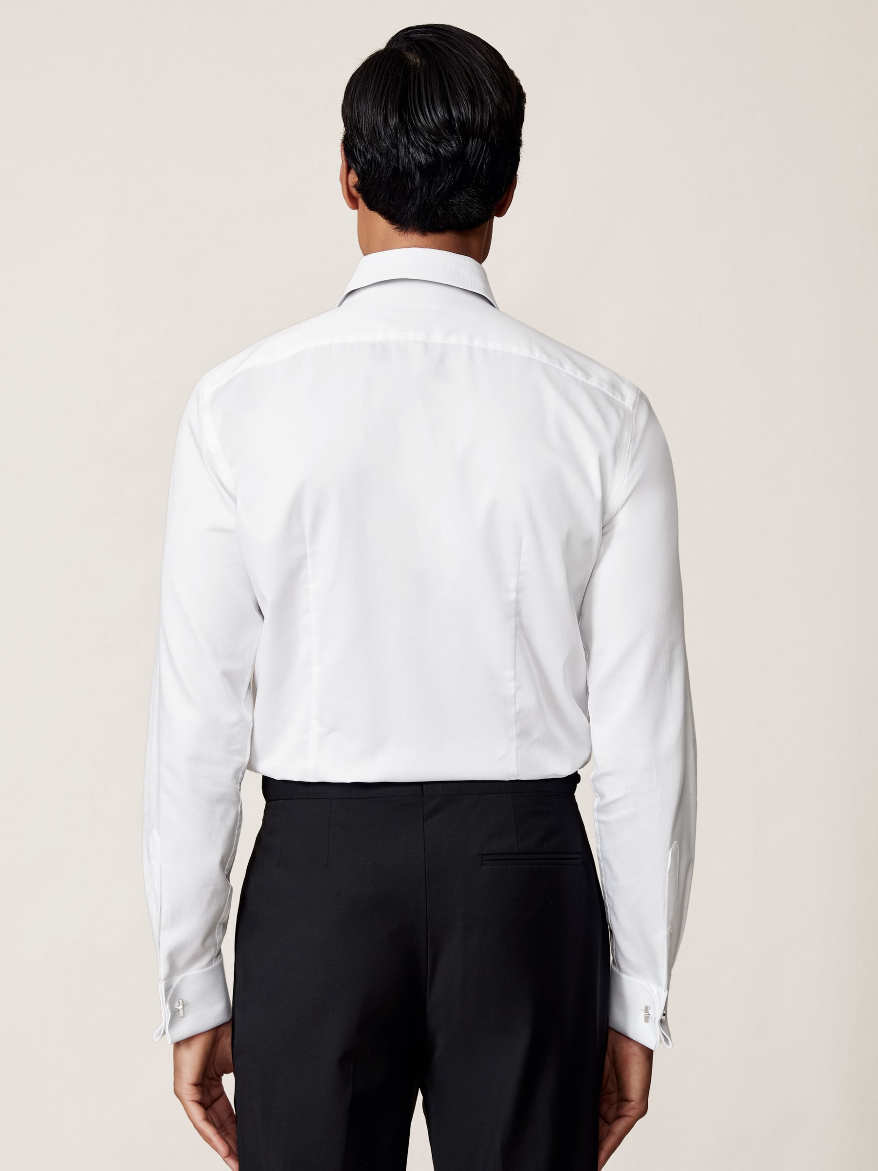 Slim Fit Cotton Double-Cuff Dinner Shirt Regular-Fit in White - Image 6 of 7