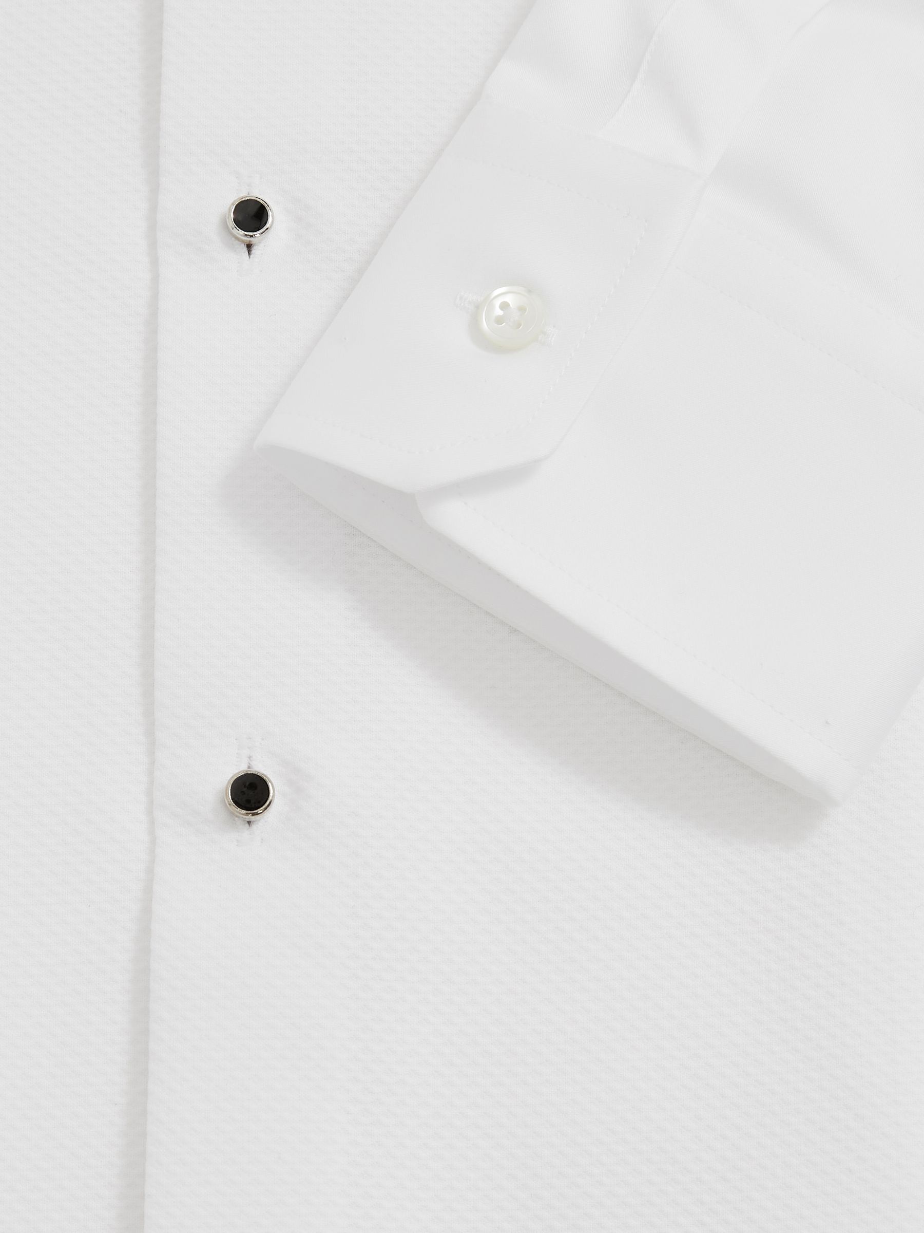 Slim Fit Cotton Double-Cuff Dinner Shirt Regular-Fit in White - Image 7 of 7