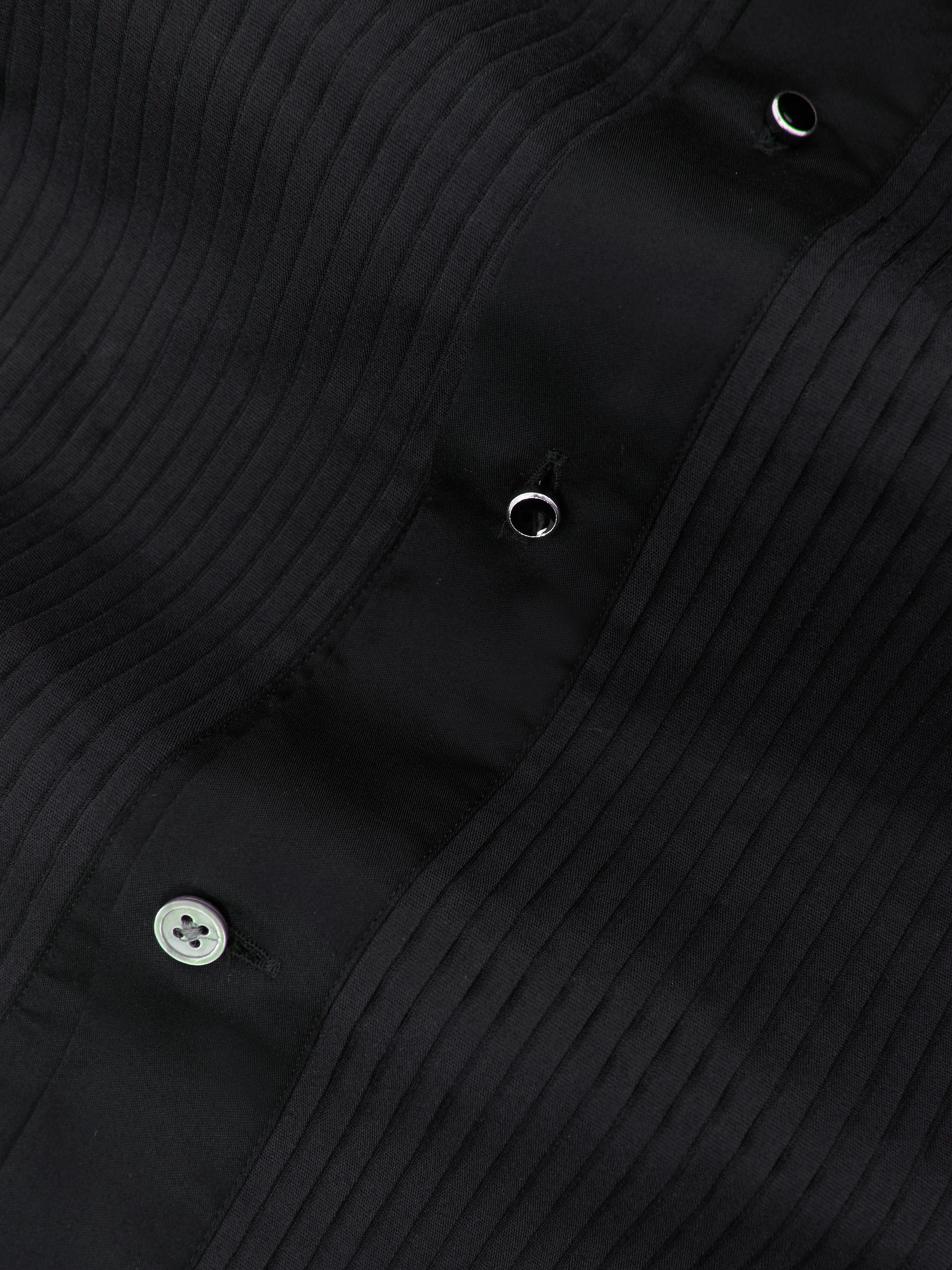 Slim Fit Cotton Double-Cuff Dinner Shirt in Black - Image 7 of 7