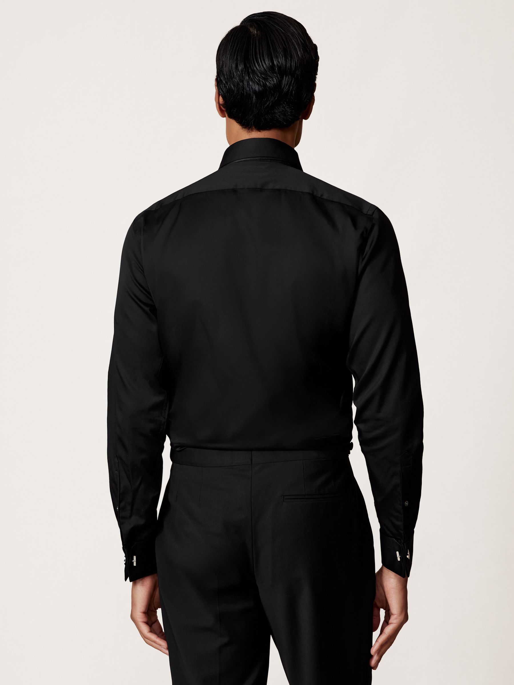 Regular Fit Cotton Double-Cuff Dinner Shirt Regular-Fit in Black - Image 6 of 8