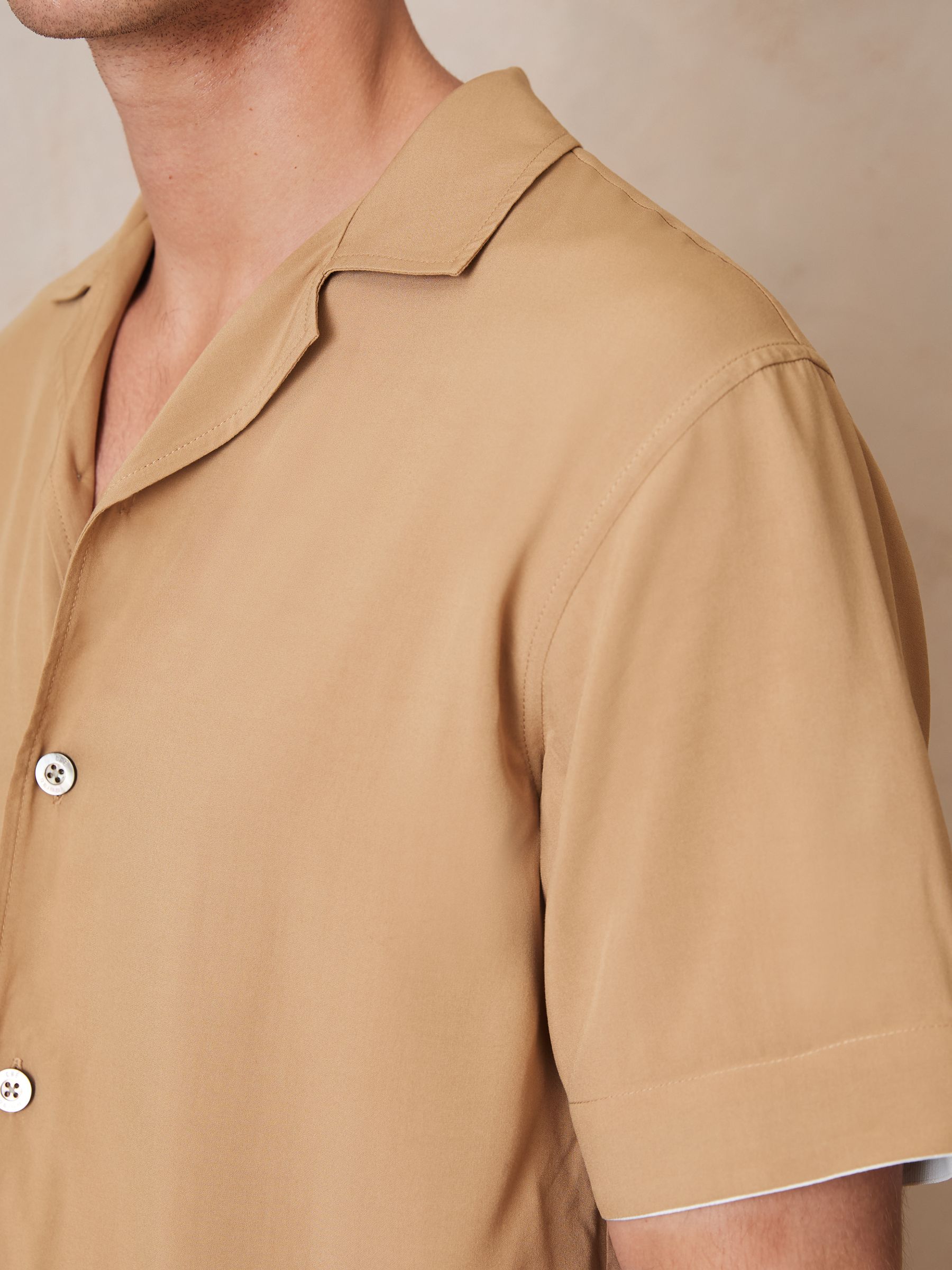 Reiss | Ché Stripe-Cuff Shirt in Camel - Image 3 of 8