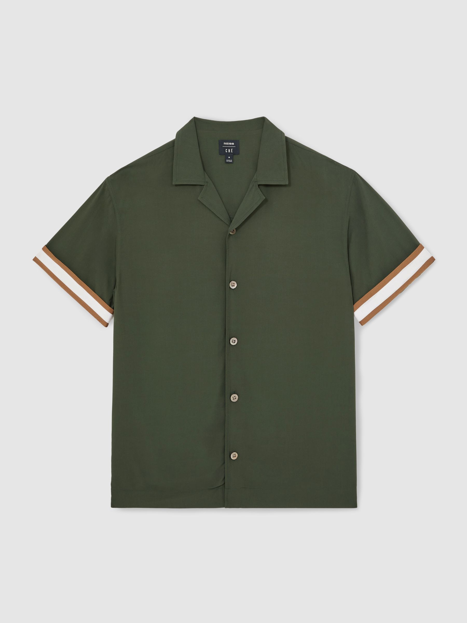 Reiss | Ché Stripe-Cuff Shirt in Pine Green - Image 2 of 7