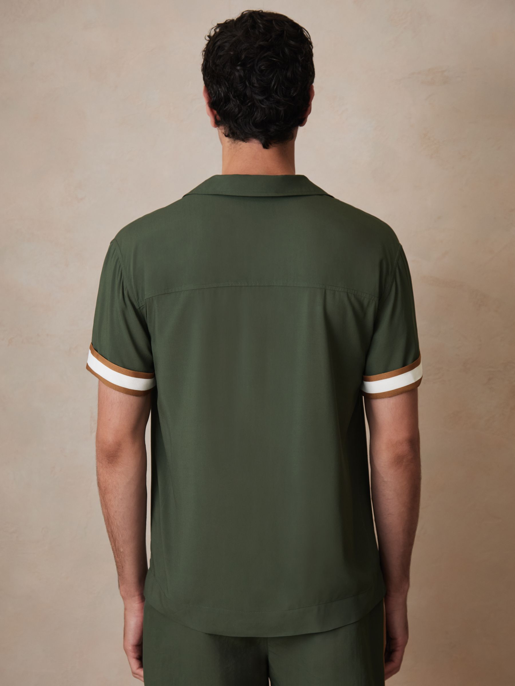 Reiss | Ché Stripe-Cuff Shirt in Pine Green - Image 6 of 7
