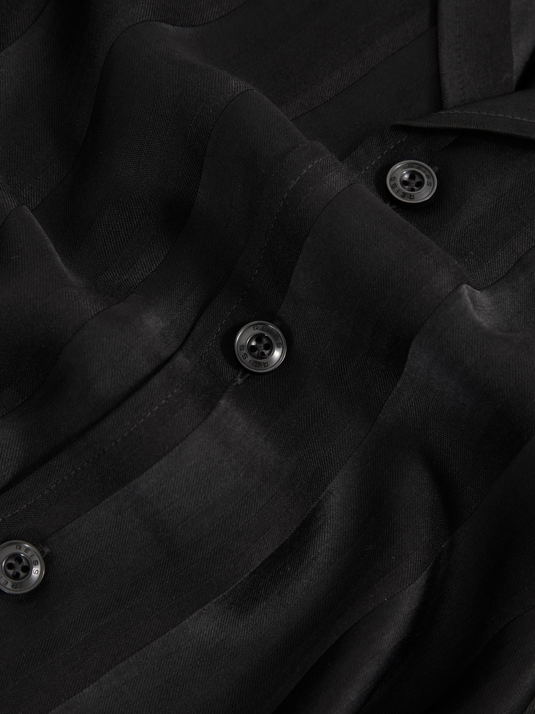 Jacquard Stripe Cuban Collar Shirt in Black - image 4