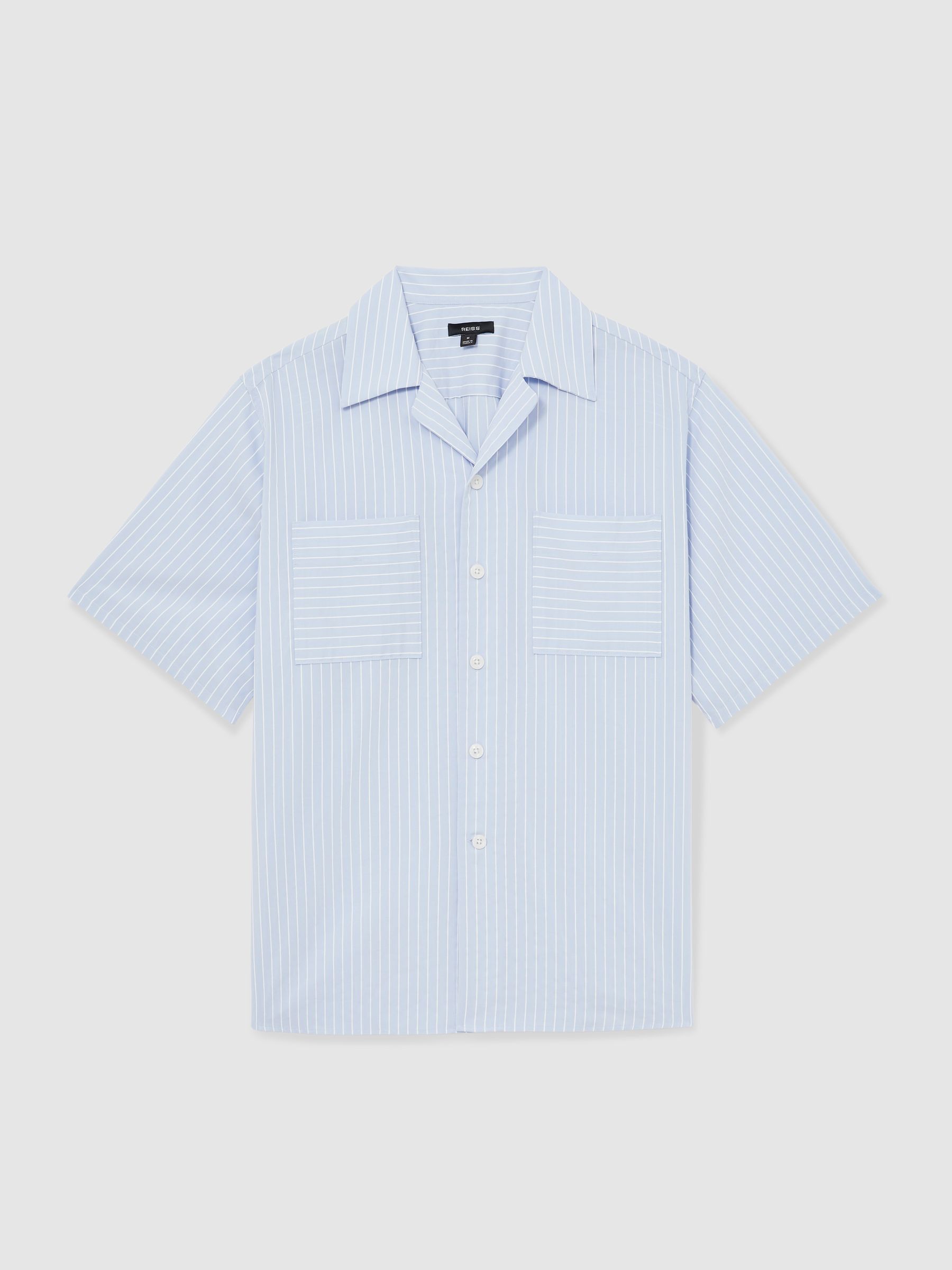 Lyocell-Blend Stripe Twin-Pocket Shirt in Soft Blue/White - Image 2 of 6