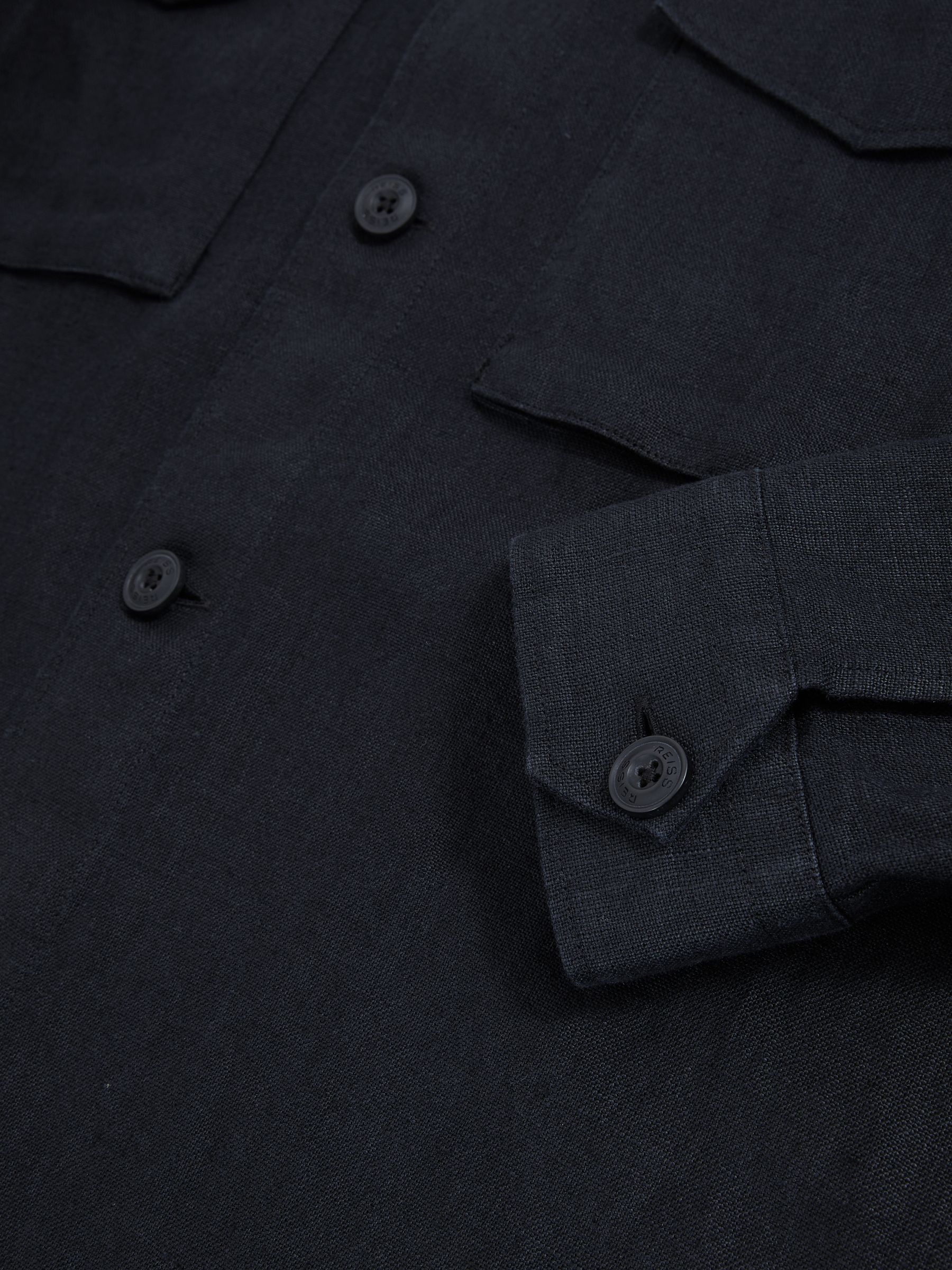 Linen Twin-Pocket Overshirt in Navy - Image 7 of 7