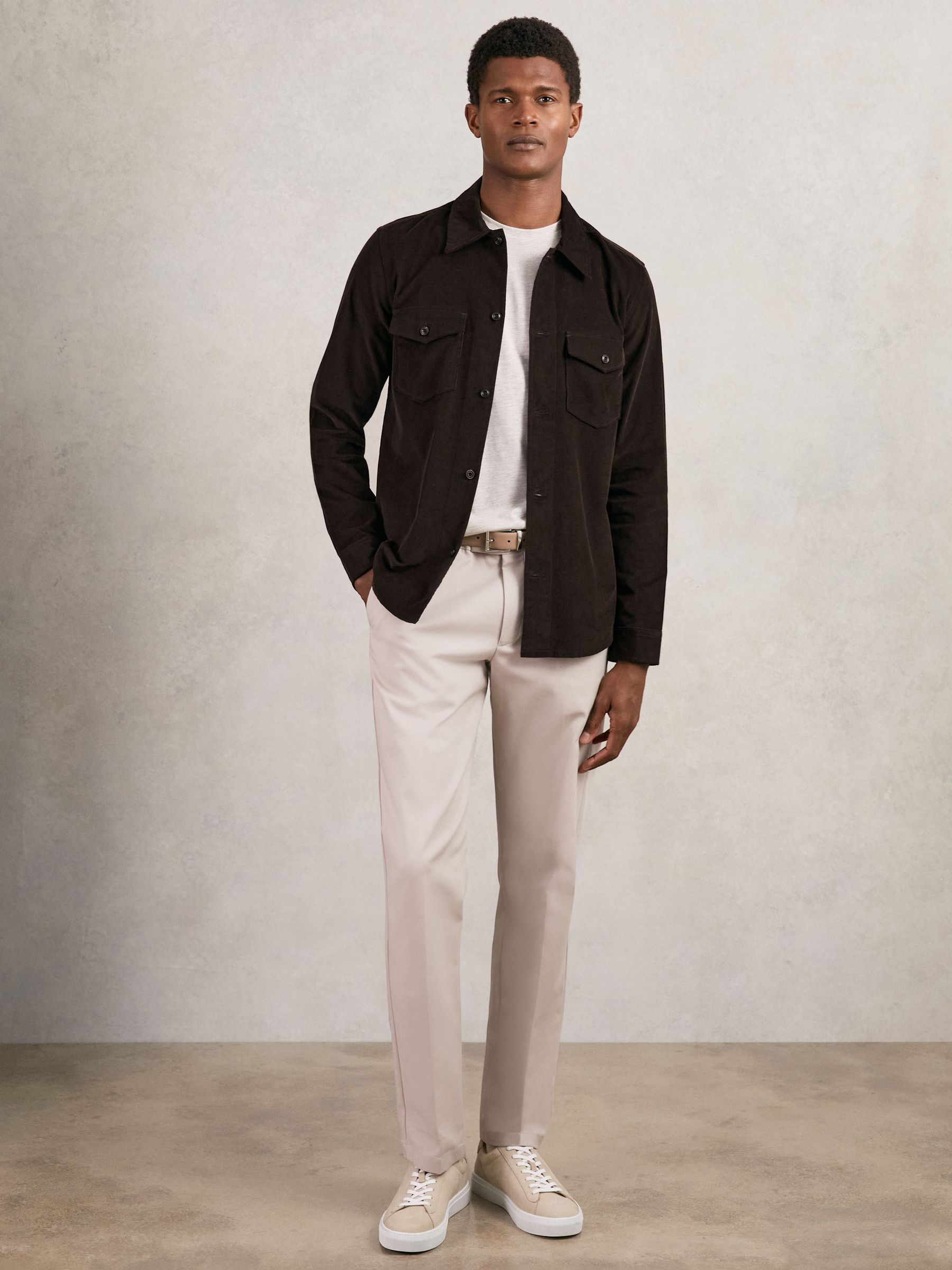 Cotton Corduroy Twin-Pocket Overshirt in Brown - Image 4 of 7