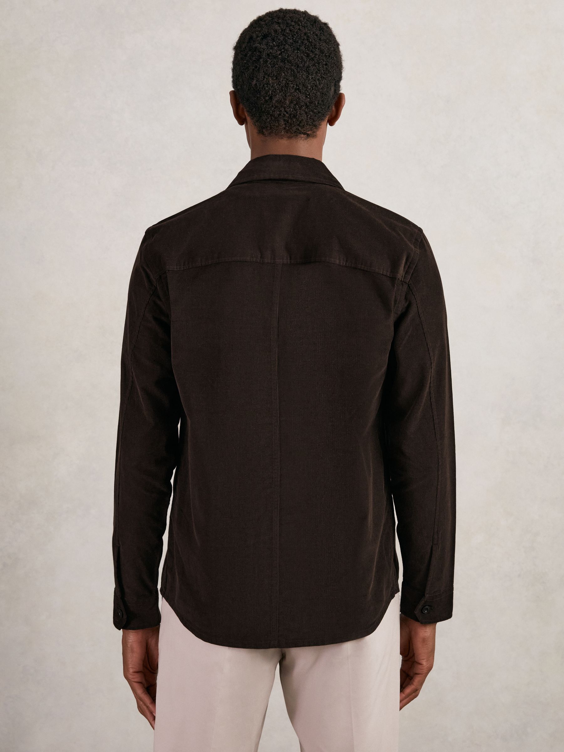 Cotton Corduroy Twin-Pocket Overshirt in Brown - Image 6 of 7