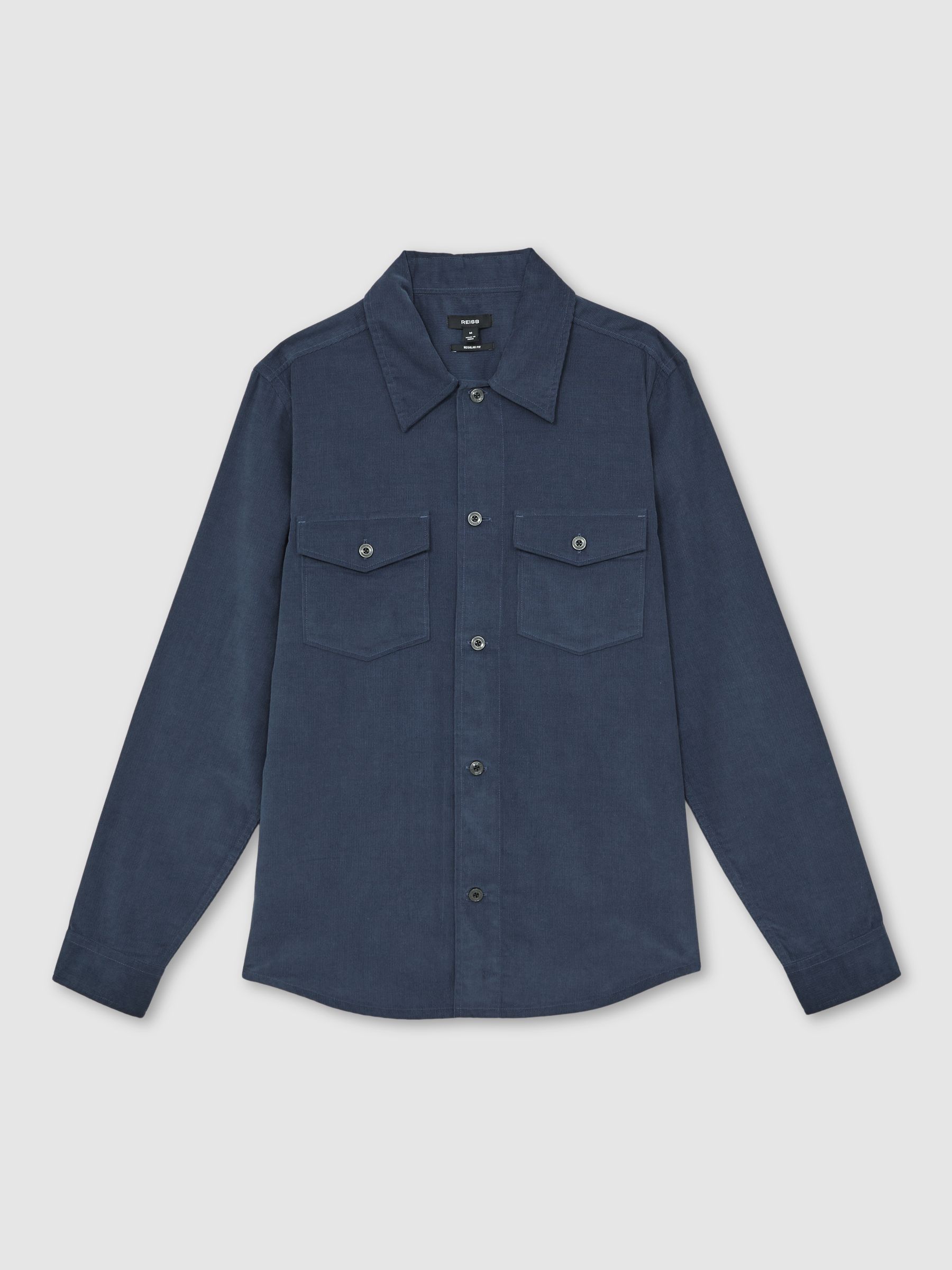 Cotton Corduroy Twin-Pocket Overshirt in Airforce Blue - Image 3 of 6