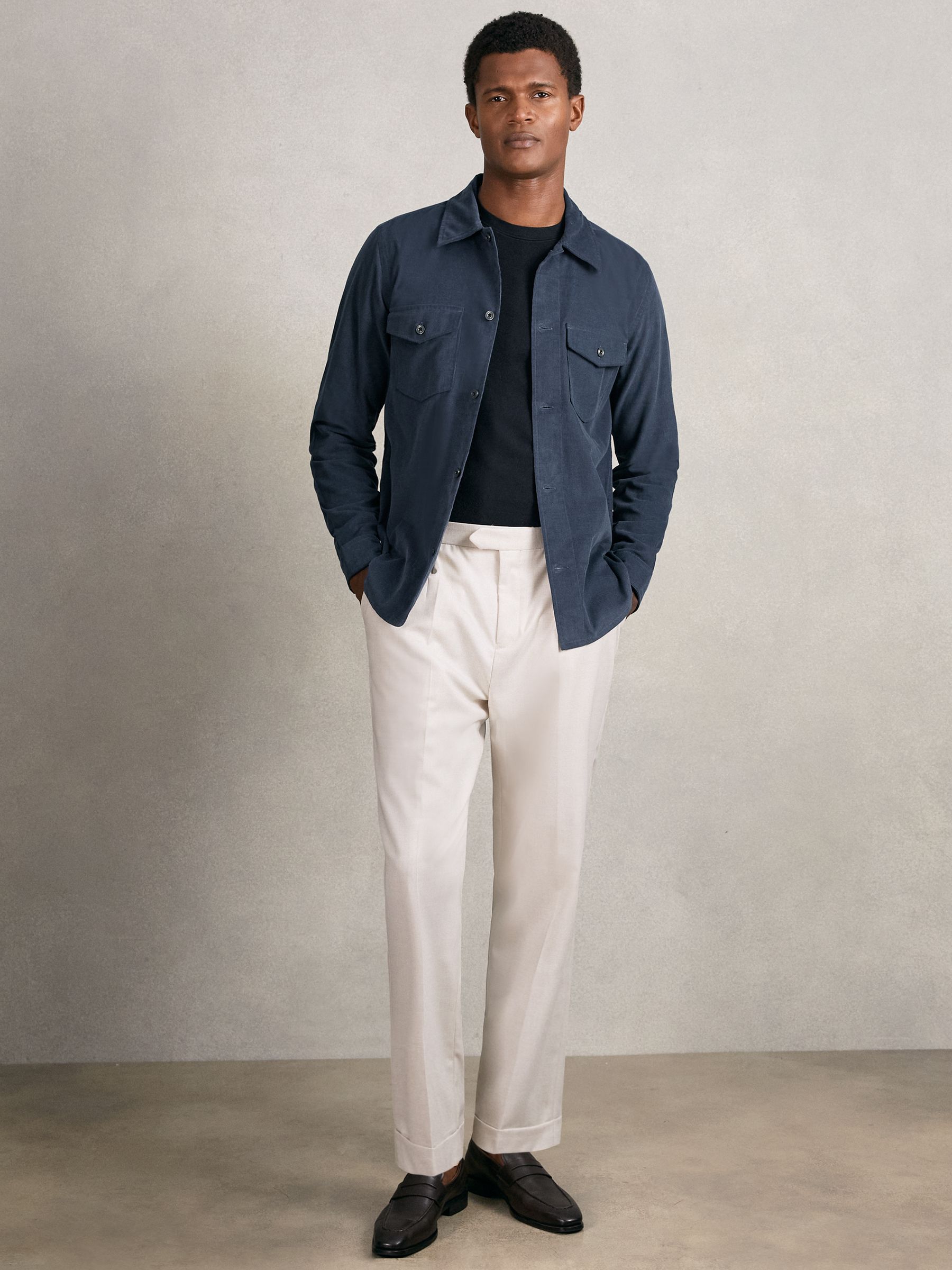 Cotton Corduroy Twin-Pocket Overshirt in Airforce Blue - Image 4 of 6