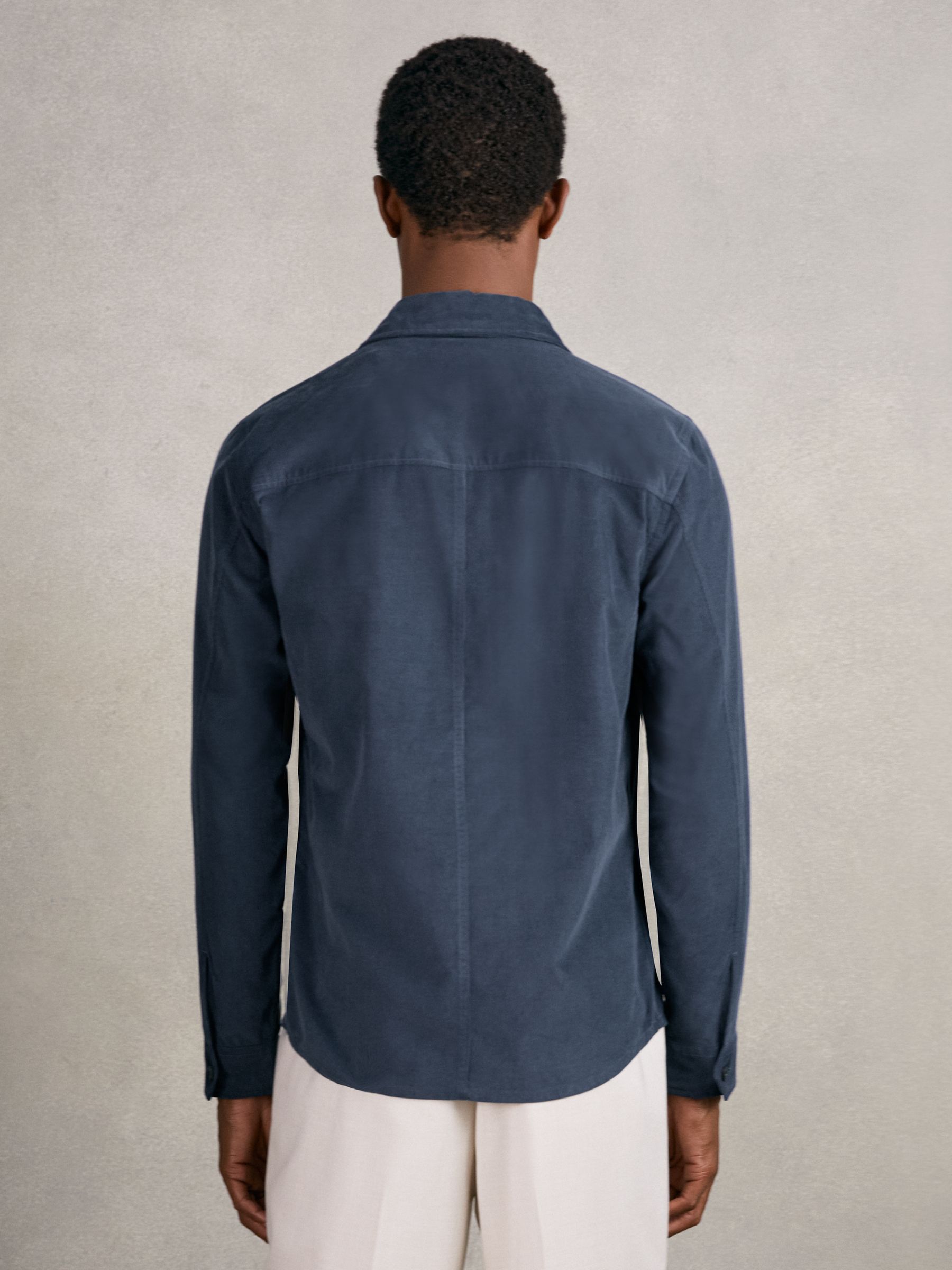 Cotton Corduroy Twin-Pocket Overshirt in Airforce Blue - image 5