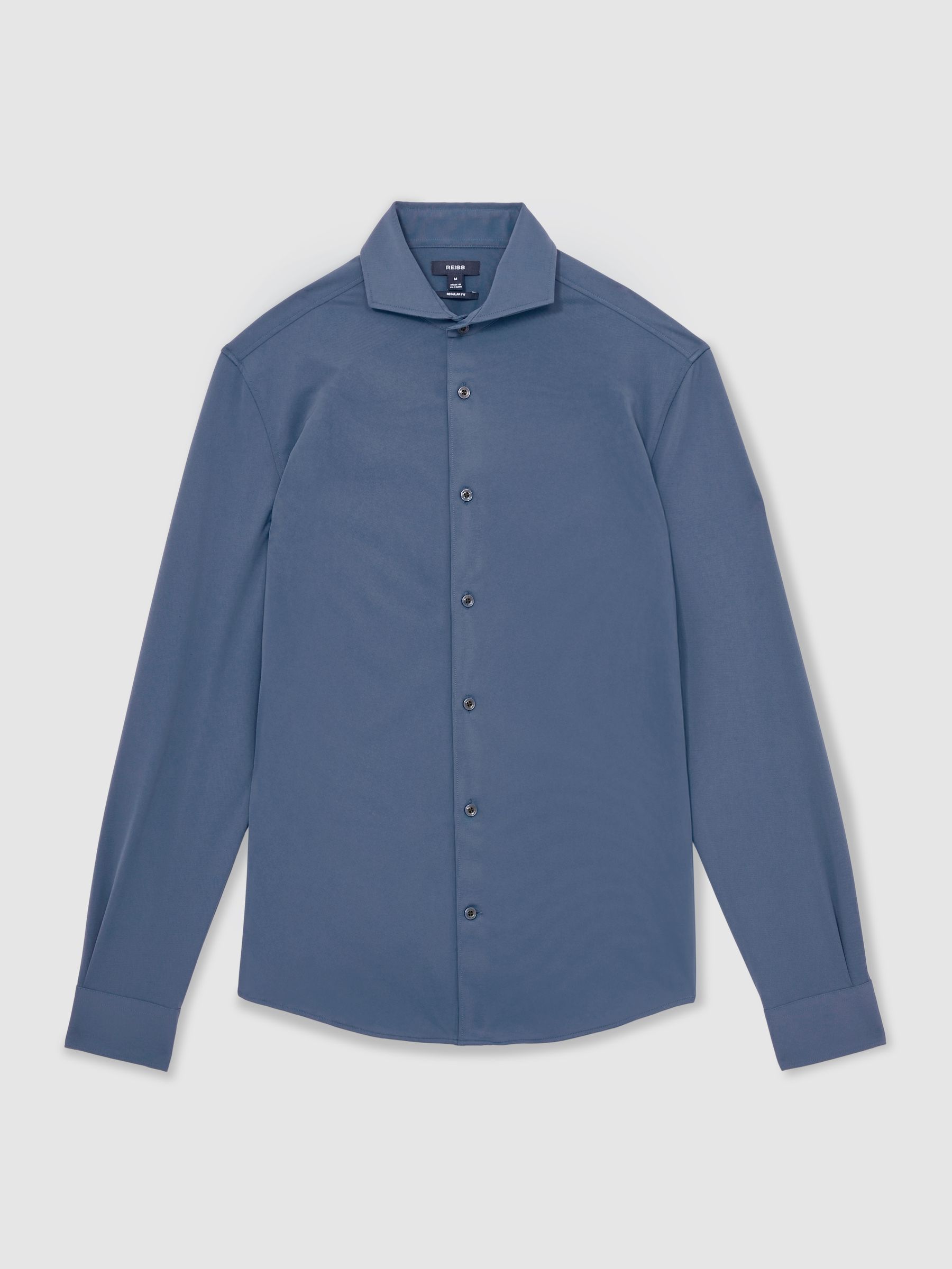 Stretch Jersey Cutaway-Collar Shirt in Dark Airforce Blue - Image 2 of 7