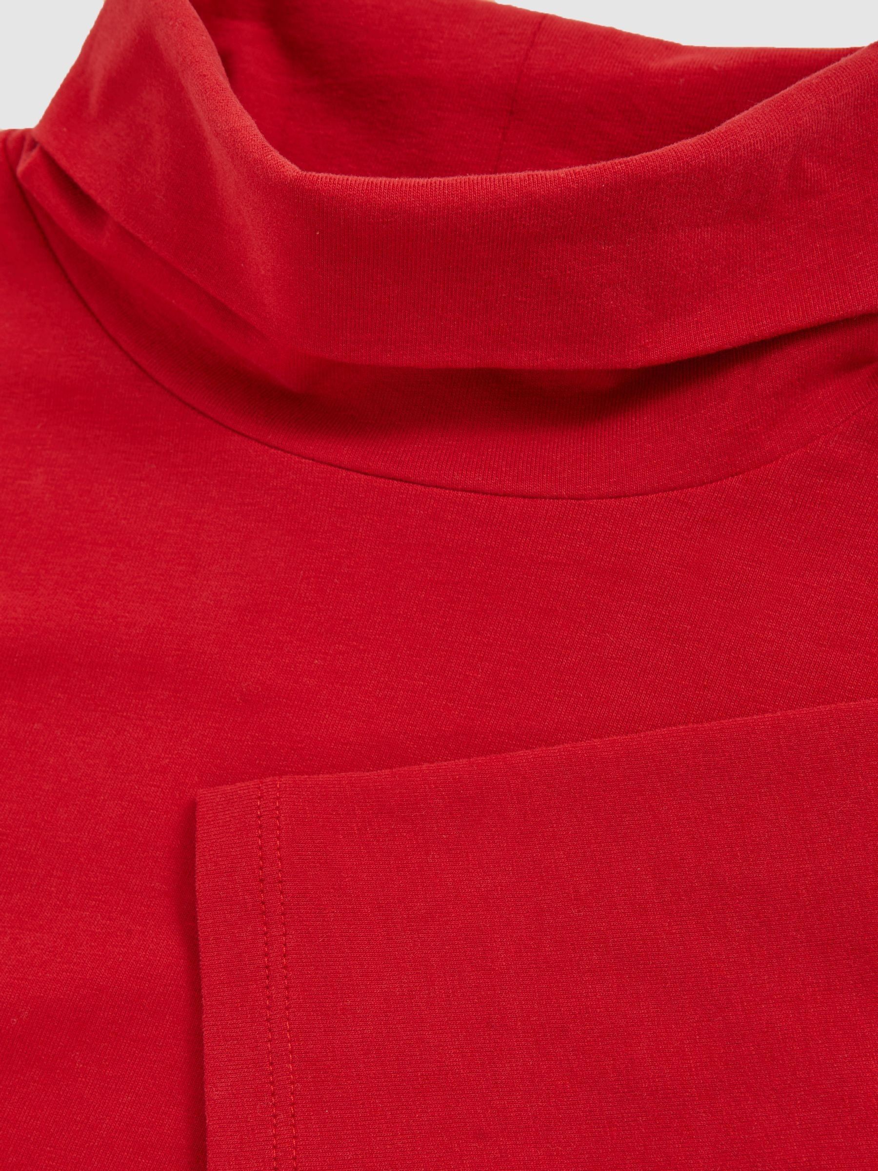3-9 yrs Cotton-Jersey Roll-Neck Top with Stretch in Red - Image 4 of 4
