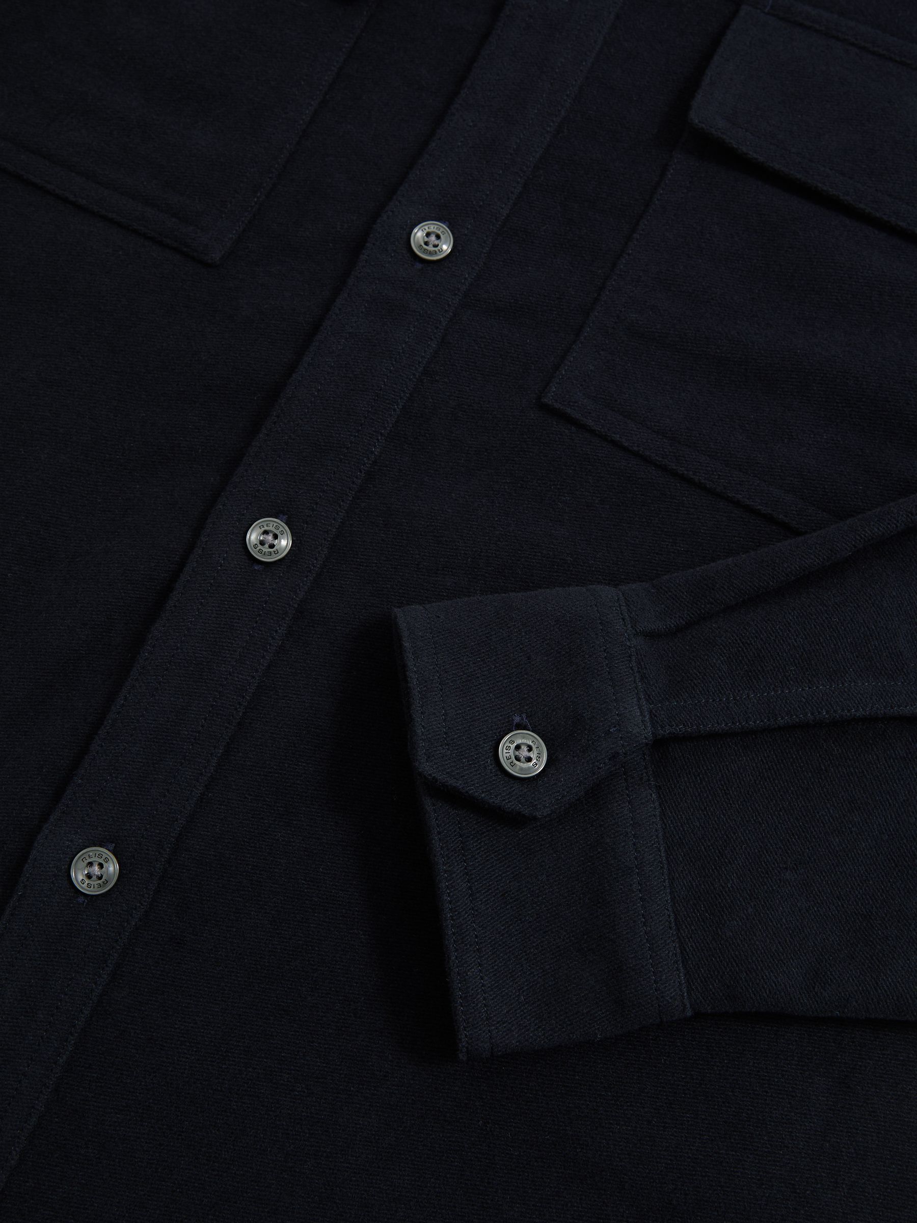 Moleskin-Cotton Twin-Pocket Overshirt in Navy - Image 8 of 8