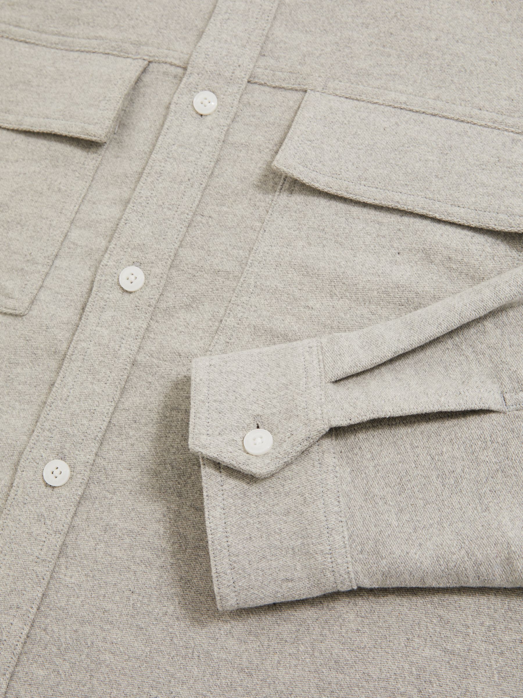 Moleskin-Cotton Twin-Pocket Overshirt in Soft Grey Melange - Image 7 of 7