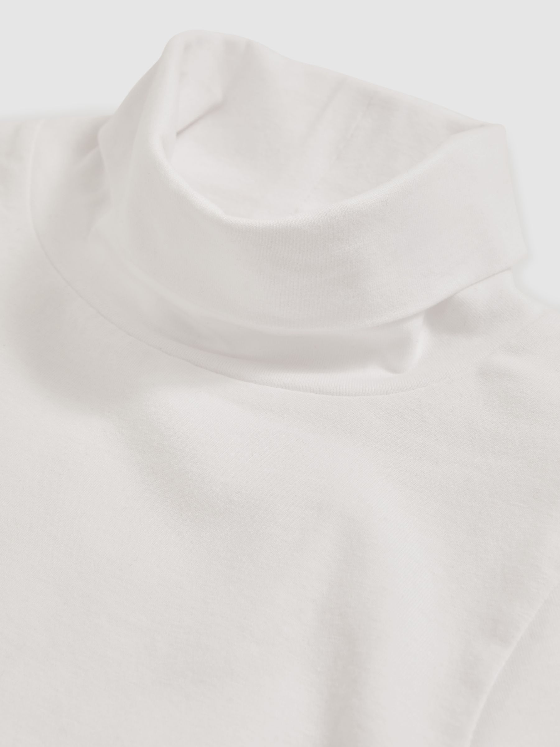 9-13 yrs Cotton-Jersey Roll-Neck Top with Stretch in Ivory - Image 4 of 4