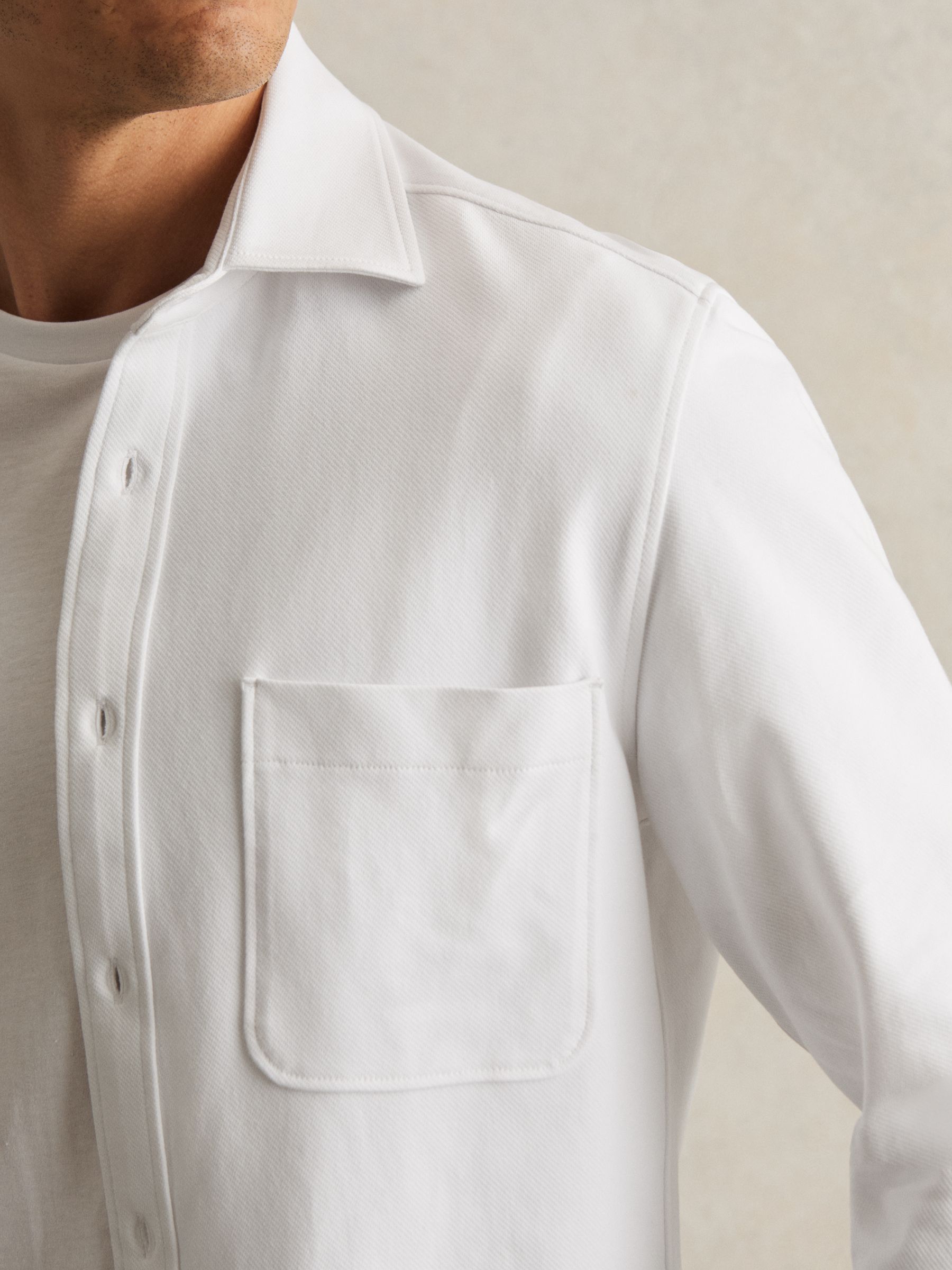 Cotton-Twill Cutaway-Collar Overshirt in White - image 4