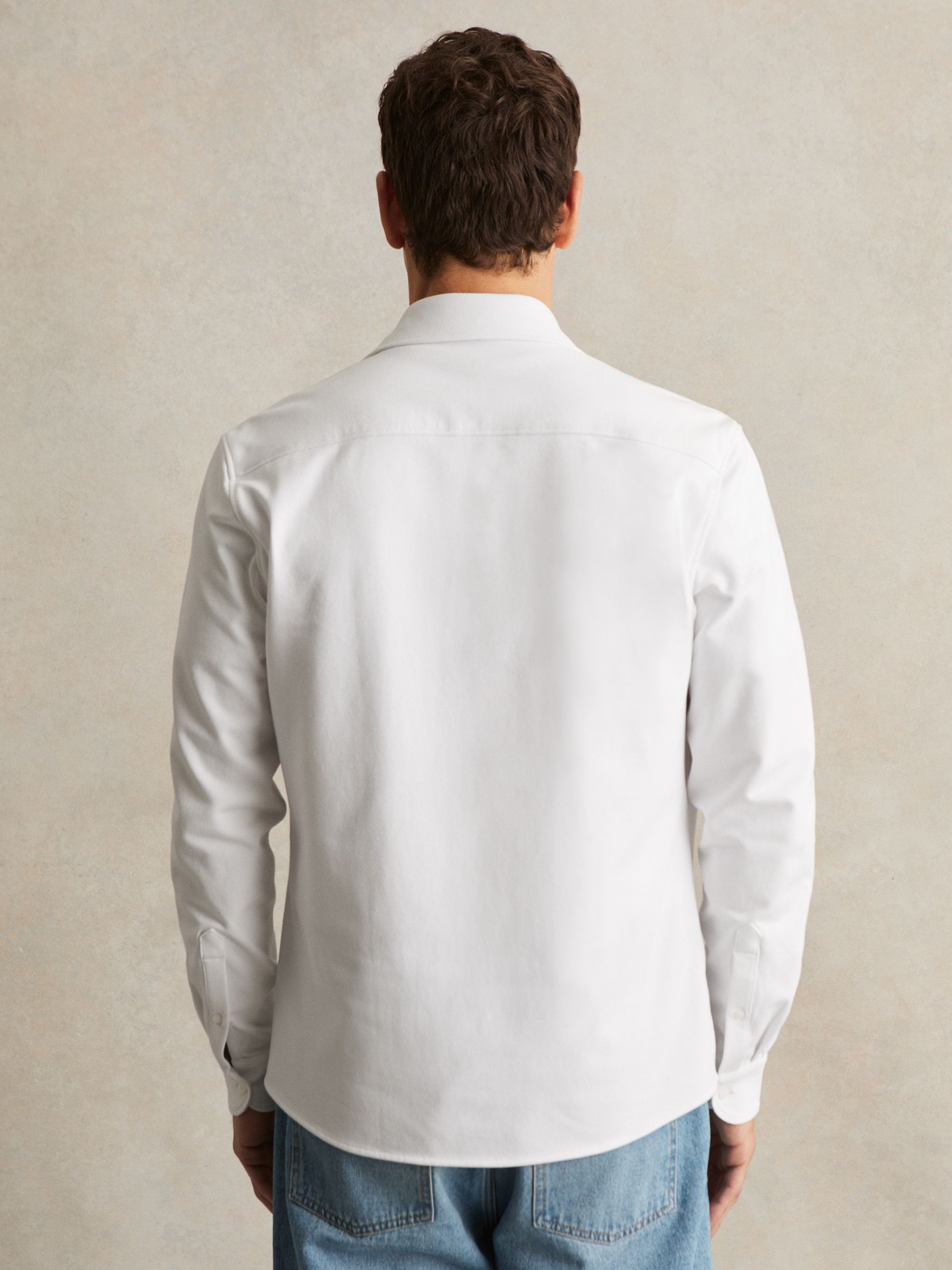Cotton-Twill Cutaway-Collar Overshirt in White - image 5