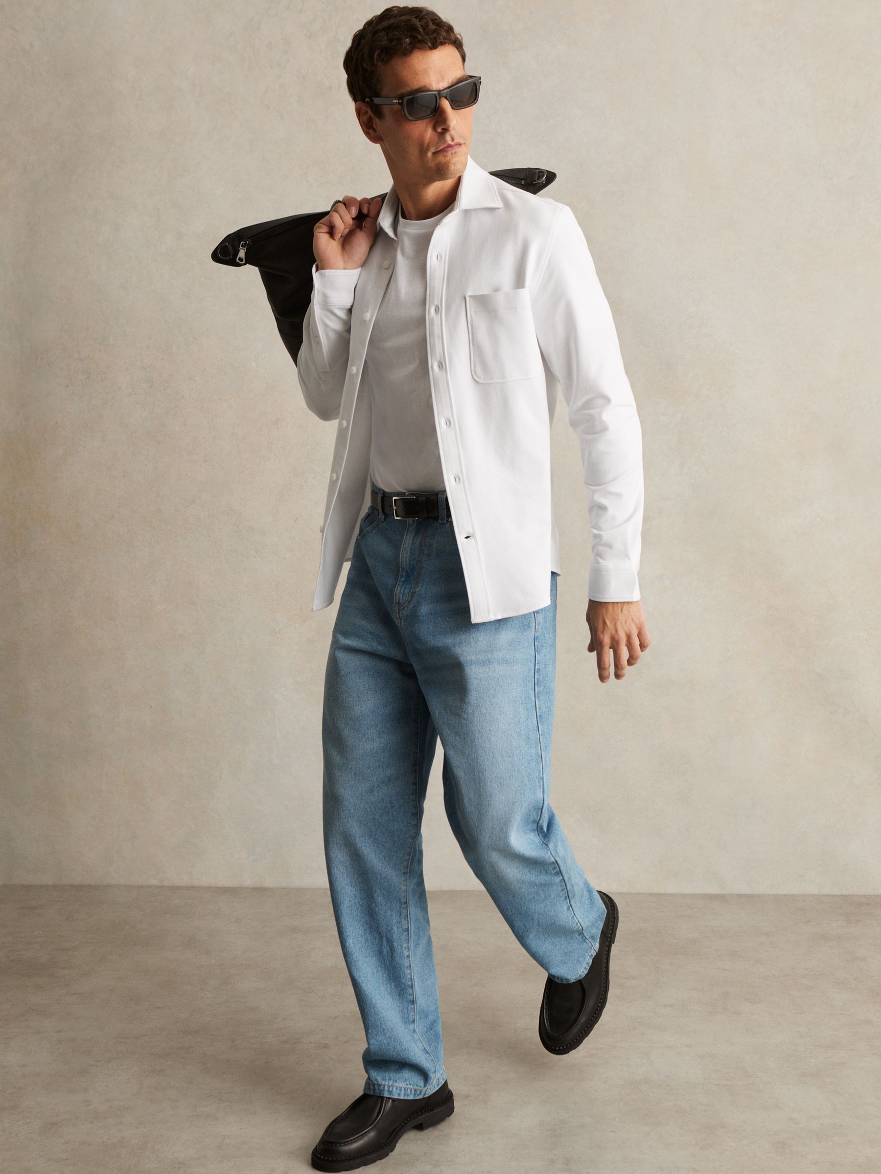 Cotton-Twill Cutaway-Collar Overshirt in White - Image 6 of 7