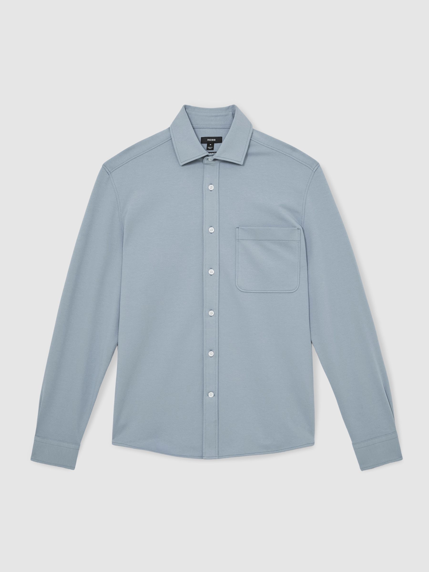 Cotton-Twill Cutaway-Collar Overshirt in Soft Blue - Image 2 of 6