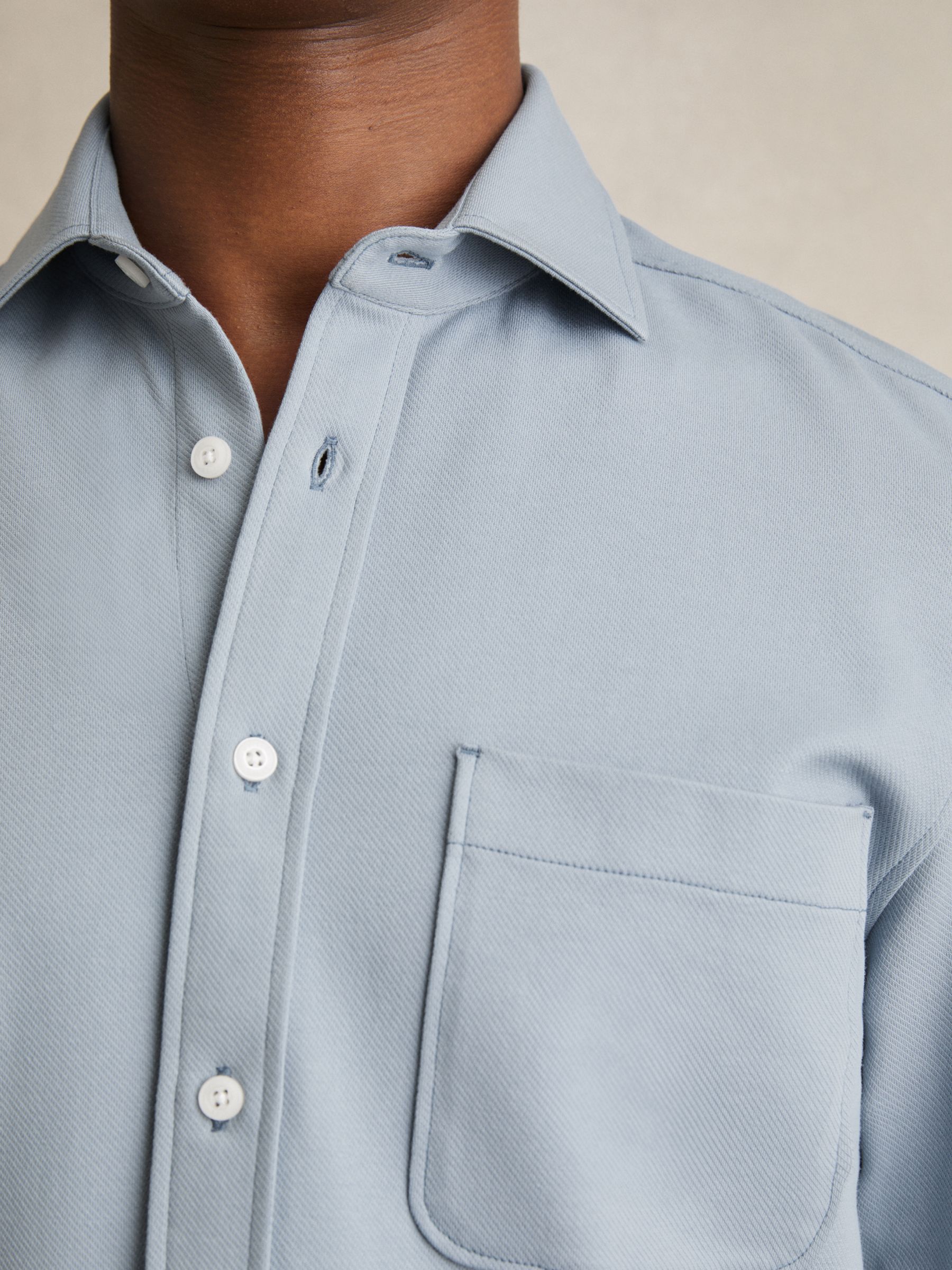 Cotton-Twill Cutaway-Collar Overshirt in Soft Blue - Image 4 of 6