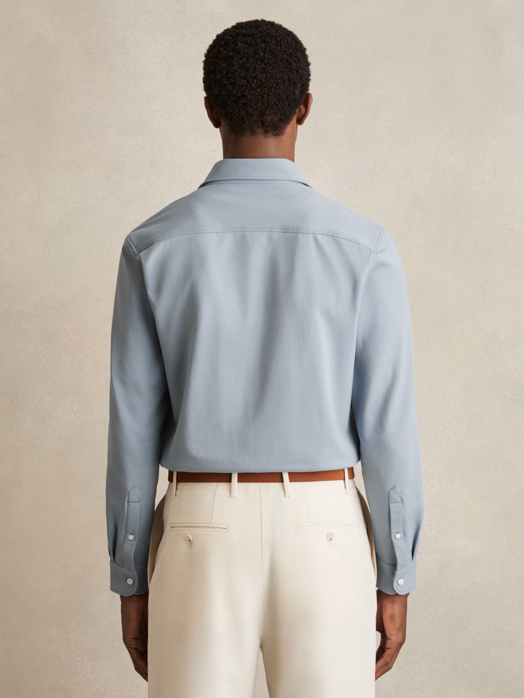 Cotton-Twill Cutaway-Collar Overshirt in Soft Blue - image 5