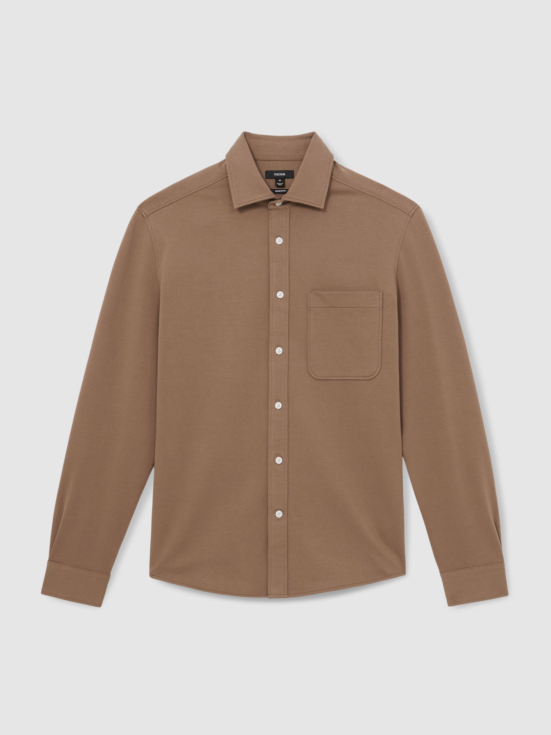 Cotton-Twill Cutaway-Collar Overshirt in Camel - Image 2 of 6