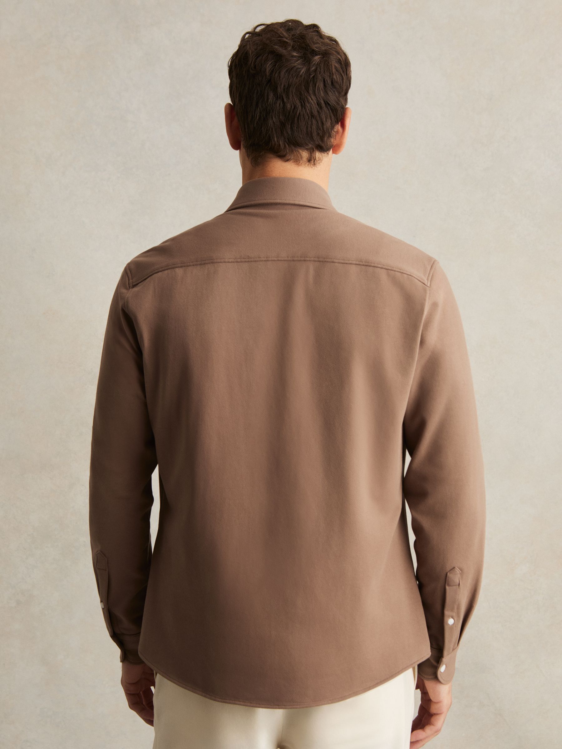 Cotton-Twill Cutaway-Collar Overshirt in Camel - Image 5 of 6
