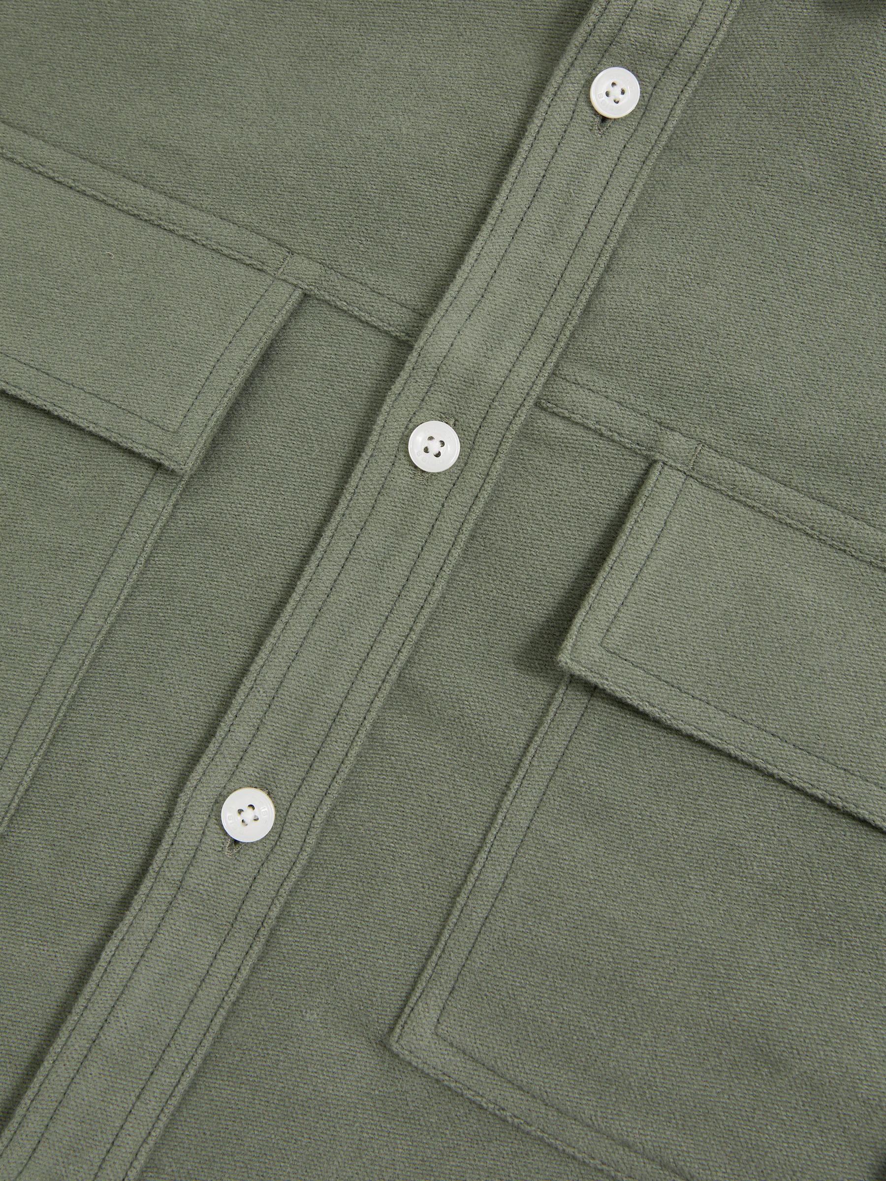 Moleskin-Cotton Twin-Pocket Overshirt in Green - image 3