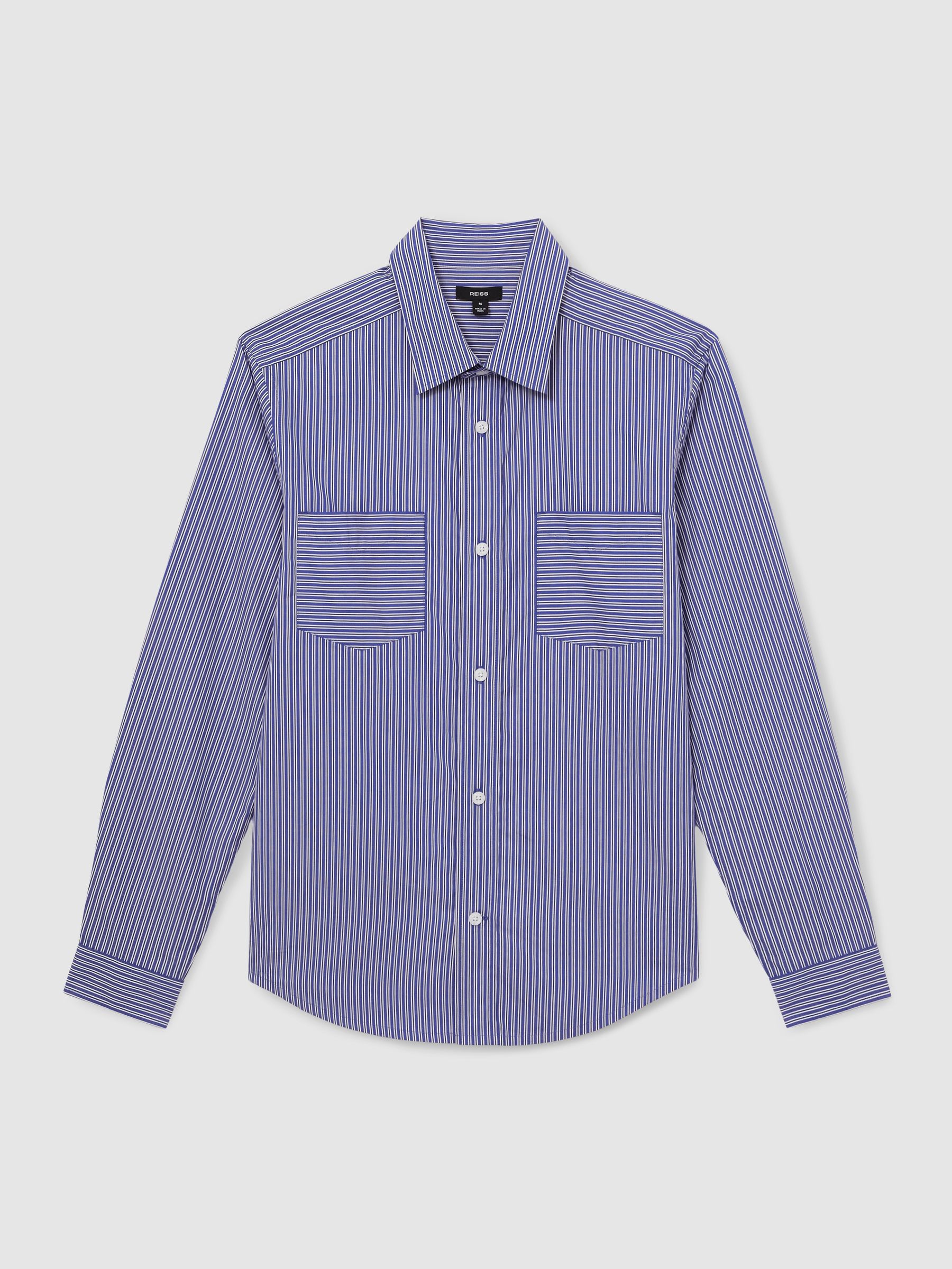 Cotton-Poplin Stripe Twin-Pocket Shirt in Blue/White - Image 2 of 6