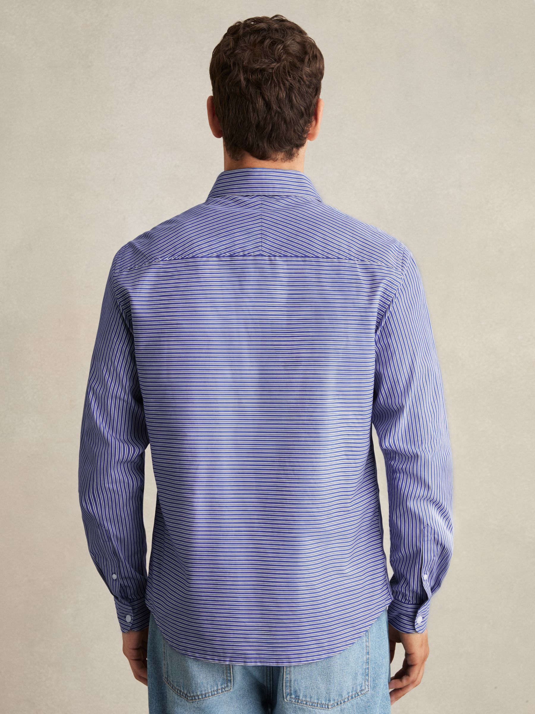 Cotton-Poplin Stripe Twin-Pocket Shirt in Blue/White - image 3